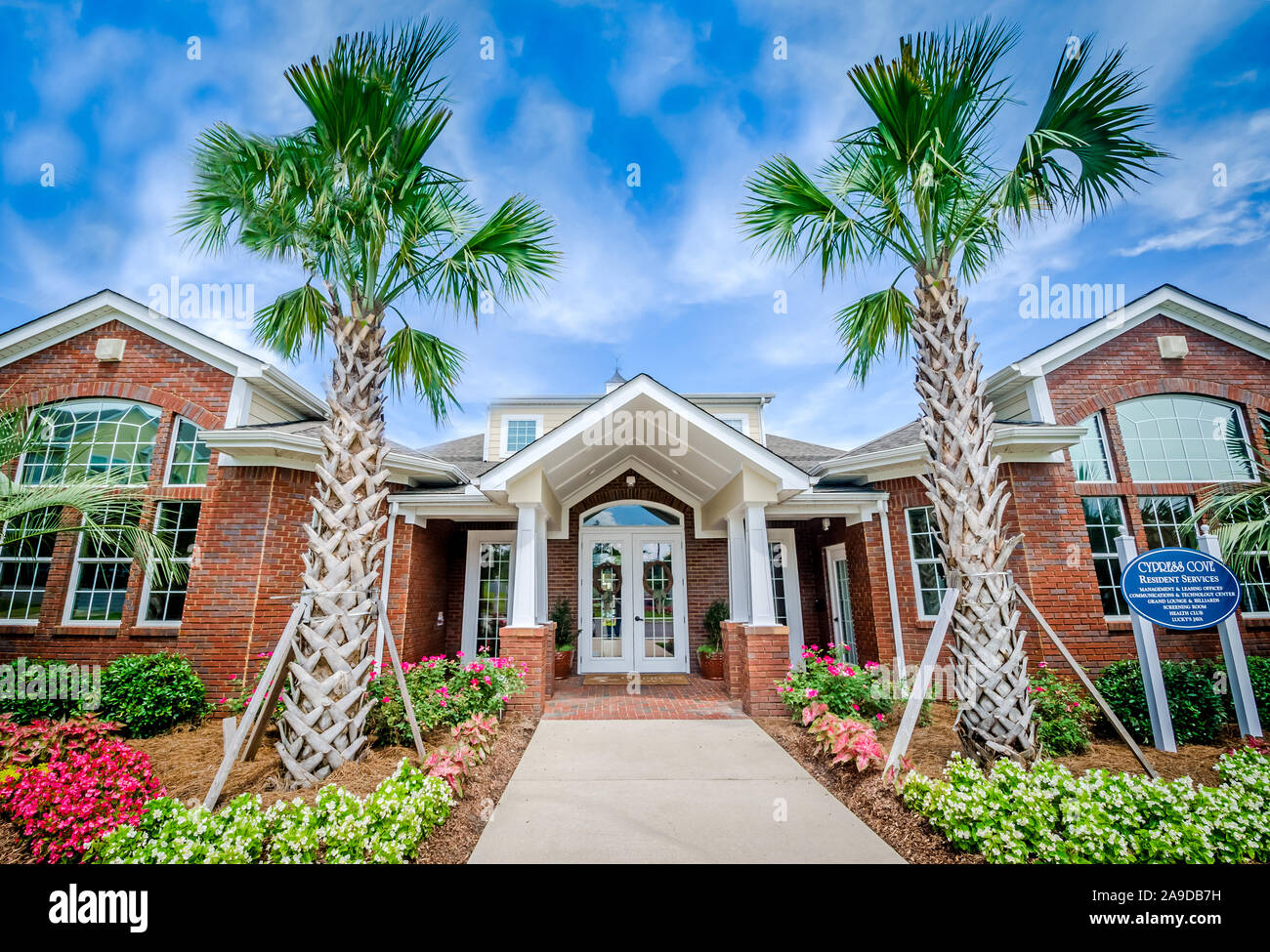 Die vermietung Büro ist im Cypress Cove Apartment Wohnungen in Mobile, Alabama. Der Apartmentkomplex ist im Besitz von Sealy Management betrieben. Stockfoto