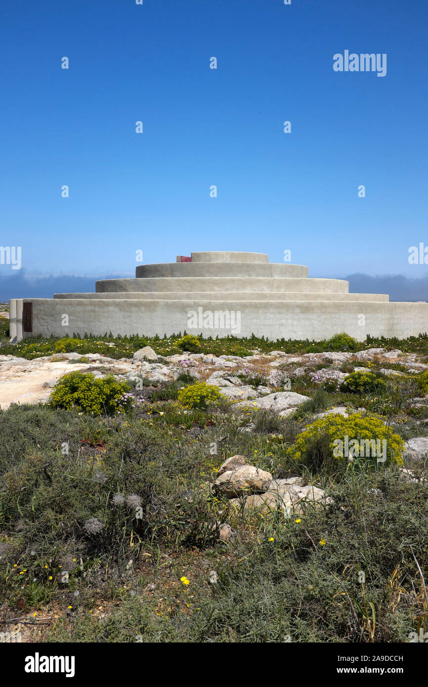 Labyrinth Panoramio auf dem Gelände der Fortaleza de Sagres Stockfoto