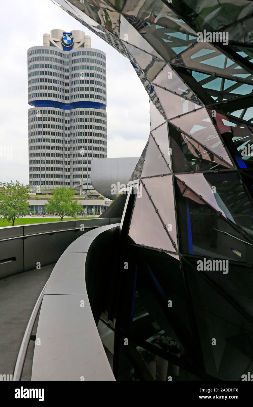 BMW Welt und BMW Zentrale, München, Oberbayern, Bayern, Deutschland Stockfoto