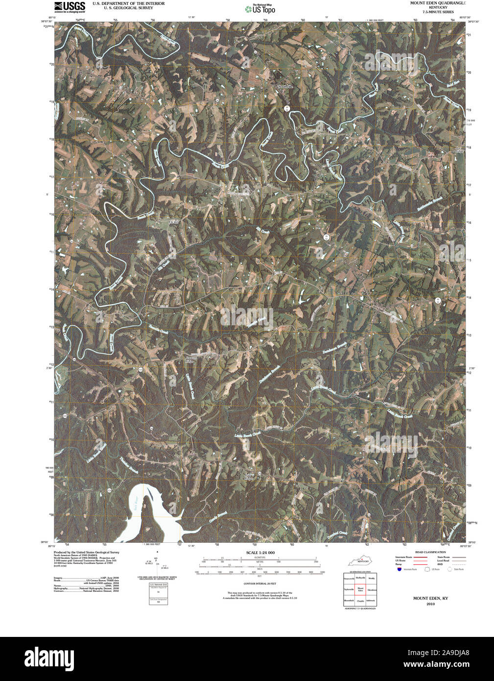 USGS TOPO Karte Kentucky KY Mount Eden 20091113TM Stockfoto