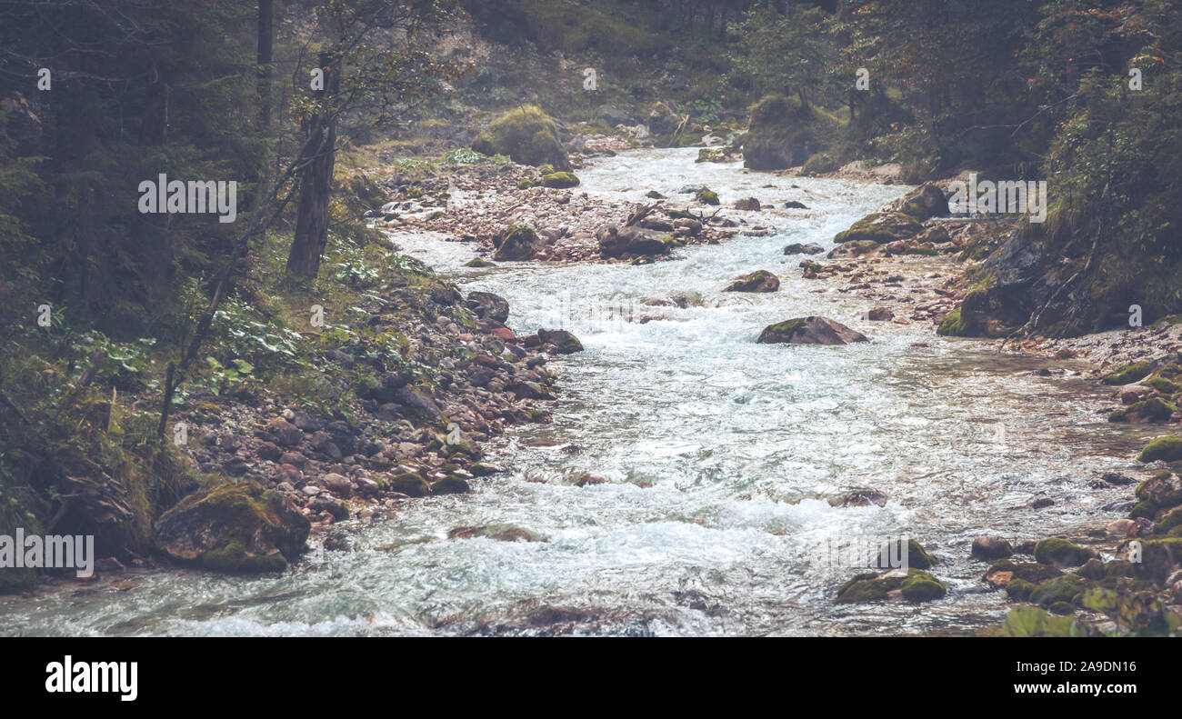 Die partnach - ein gebirgsbach fließt durch die Partnachklamm bei Garmisch-Partenkirchen Stockfoto