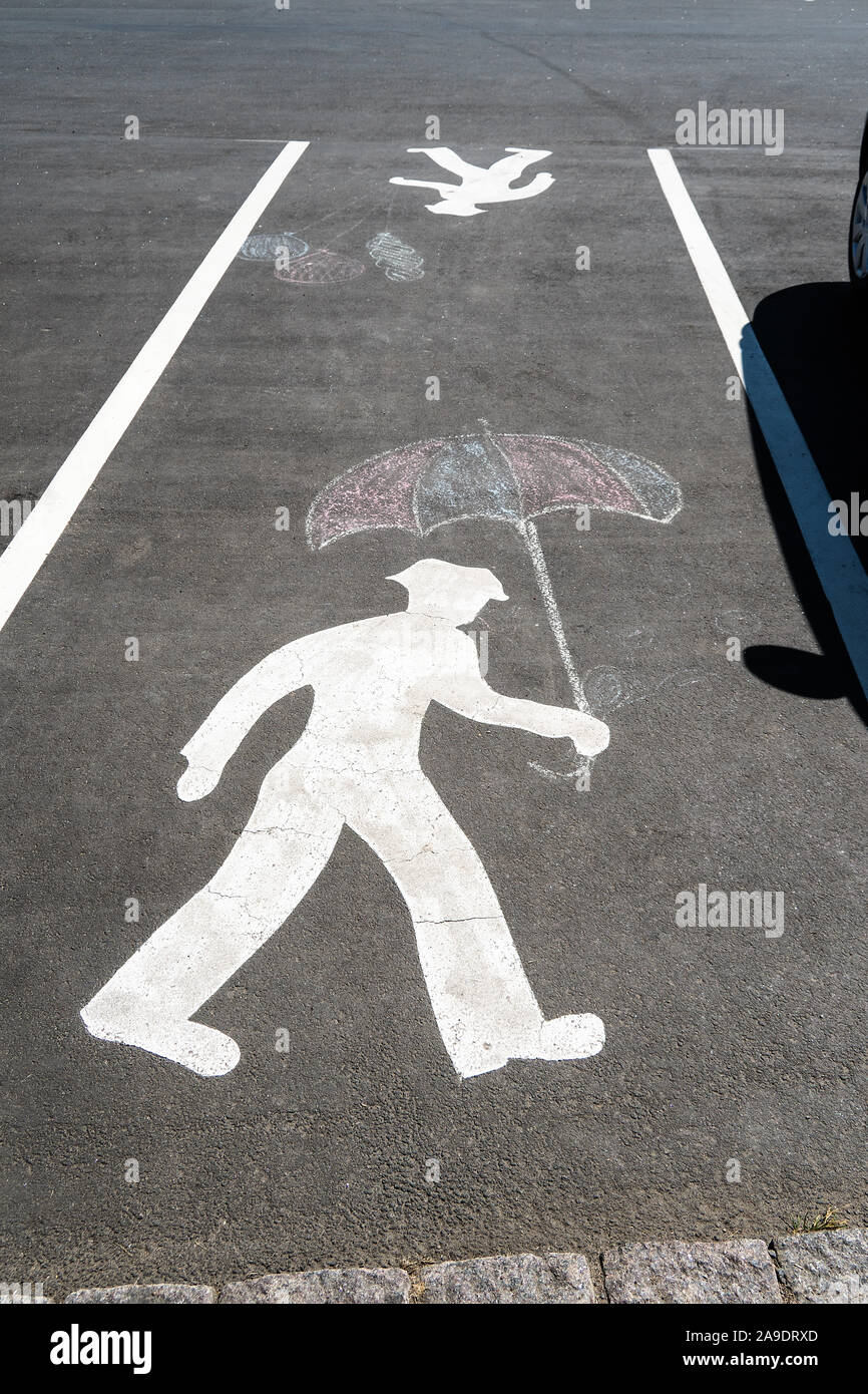 Bornholm, Gudhjem, Pfad, Kreide malen Stockfoto