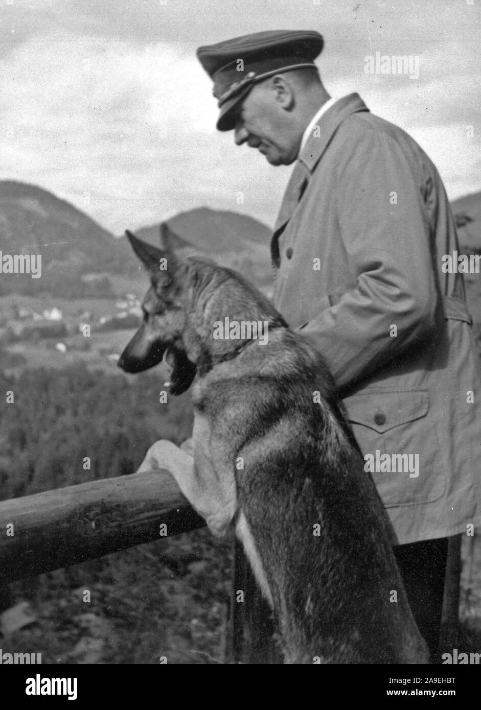 Eva Braun Sammlung (trinaest) - Adolf Hitler mit seinem Deutschen Schäferhund Ca. 1930s oder 1940s Stockfoto