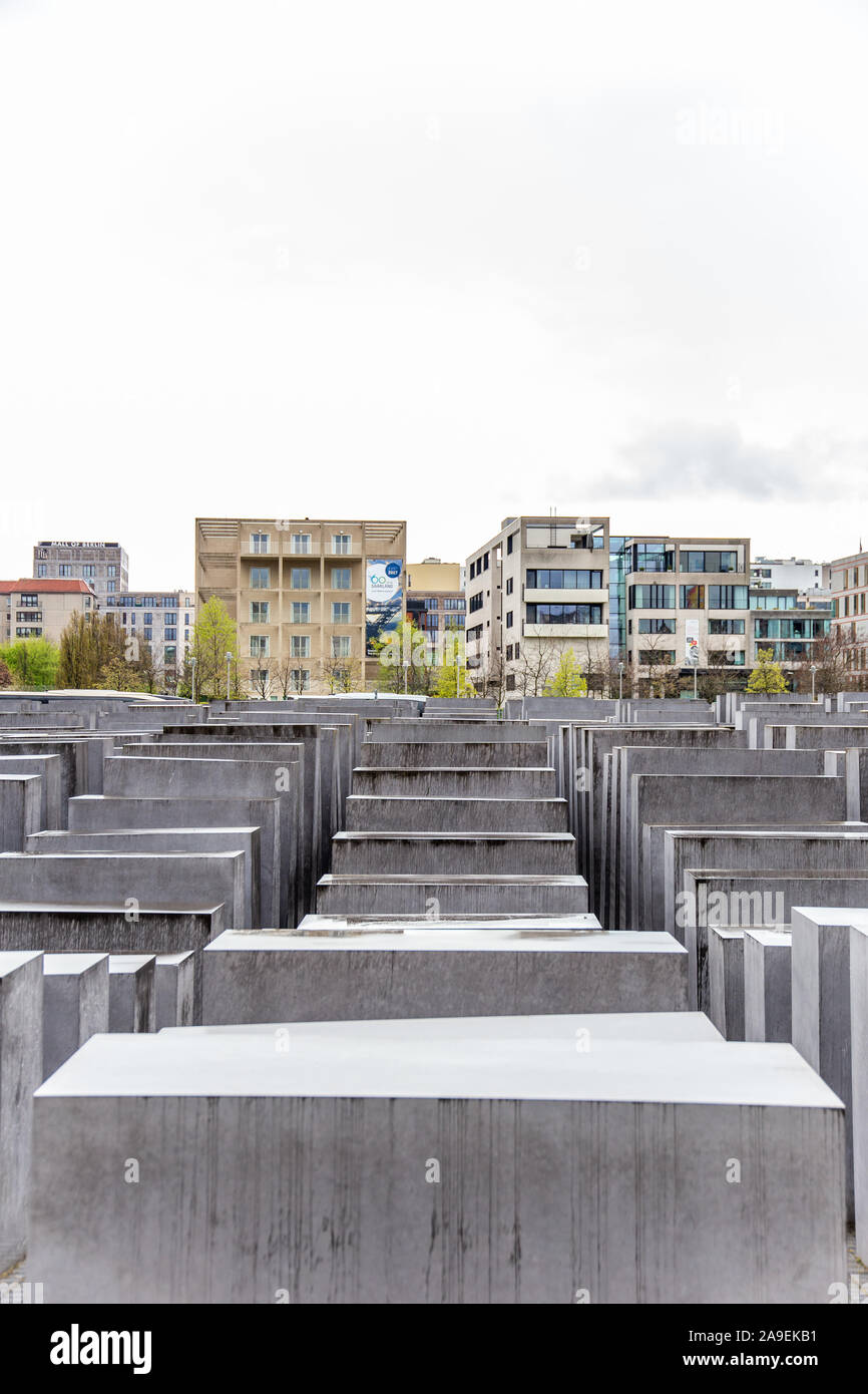 Das Denkmal für die ermordeten Juden Europas Holocaust-mahnmal, Berlin, Deutschland Stockfoto