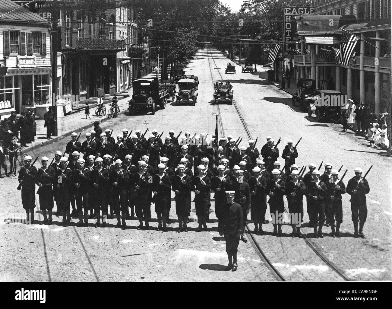 Patriotische Demonstrationen. Peekskill, New York Naval Unit-Dekoration Tag - 1917 Stockfoto