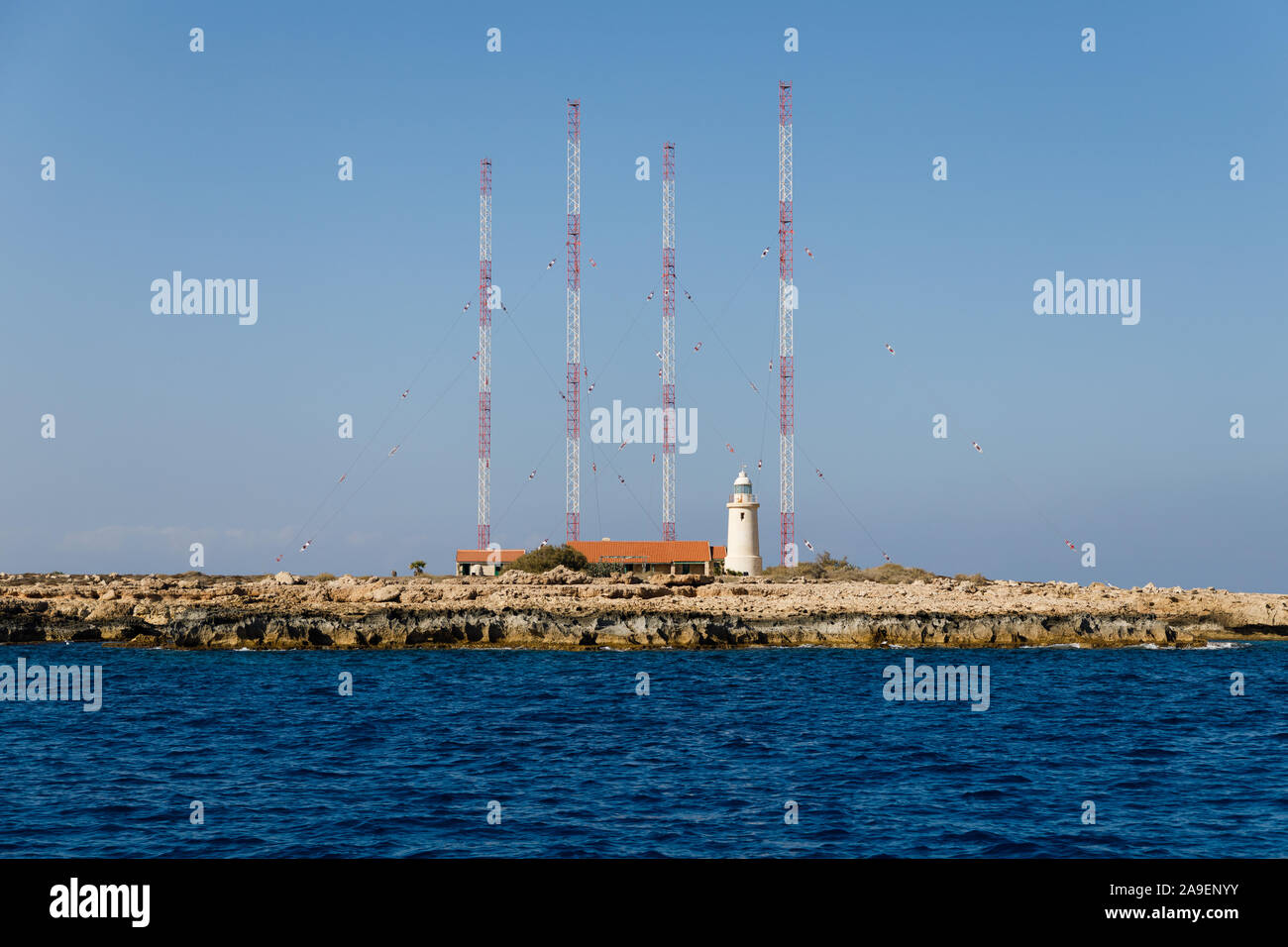Der Sender am Kap Greko in Zypern Stockfoto