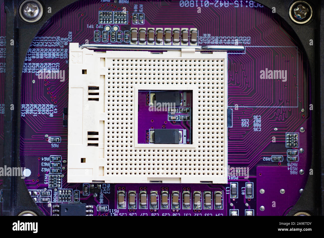 CPU-Sockel der Computer Mainboard, das Auswertegerät für Mikrocomputer Stockfoto