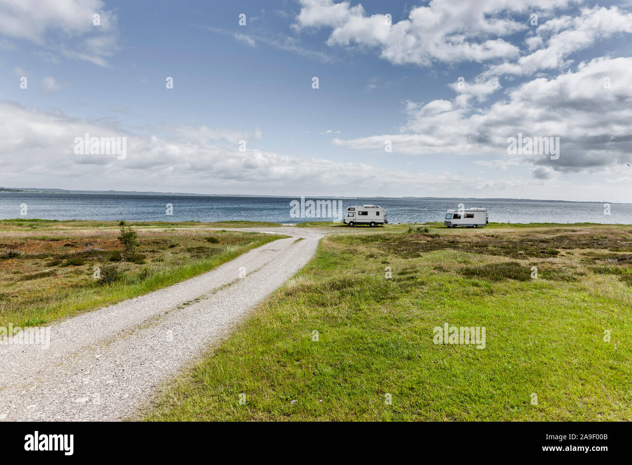 Reisemobil am Strand Stockfoto