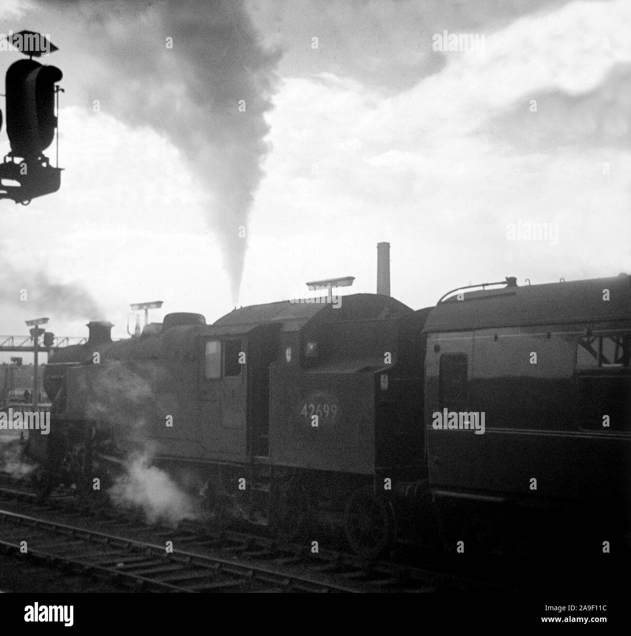 1968 arbeiten Dampfzug auf British Railways, Leeds City Station, Nordengland, UK, vor dem Ende der Dampf auf BR Stockfoto