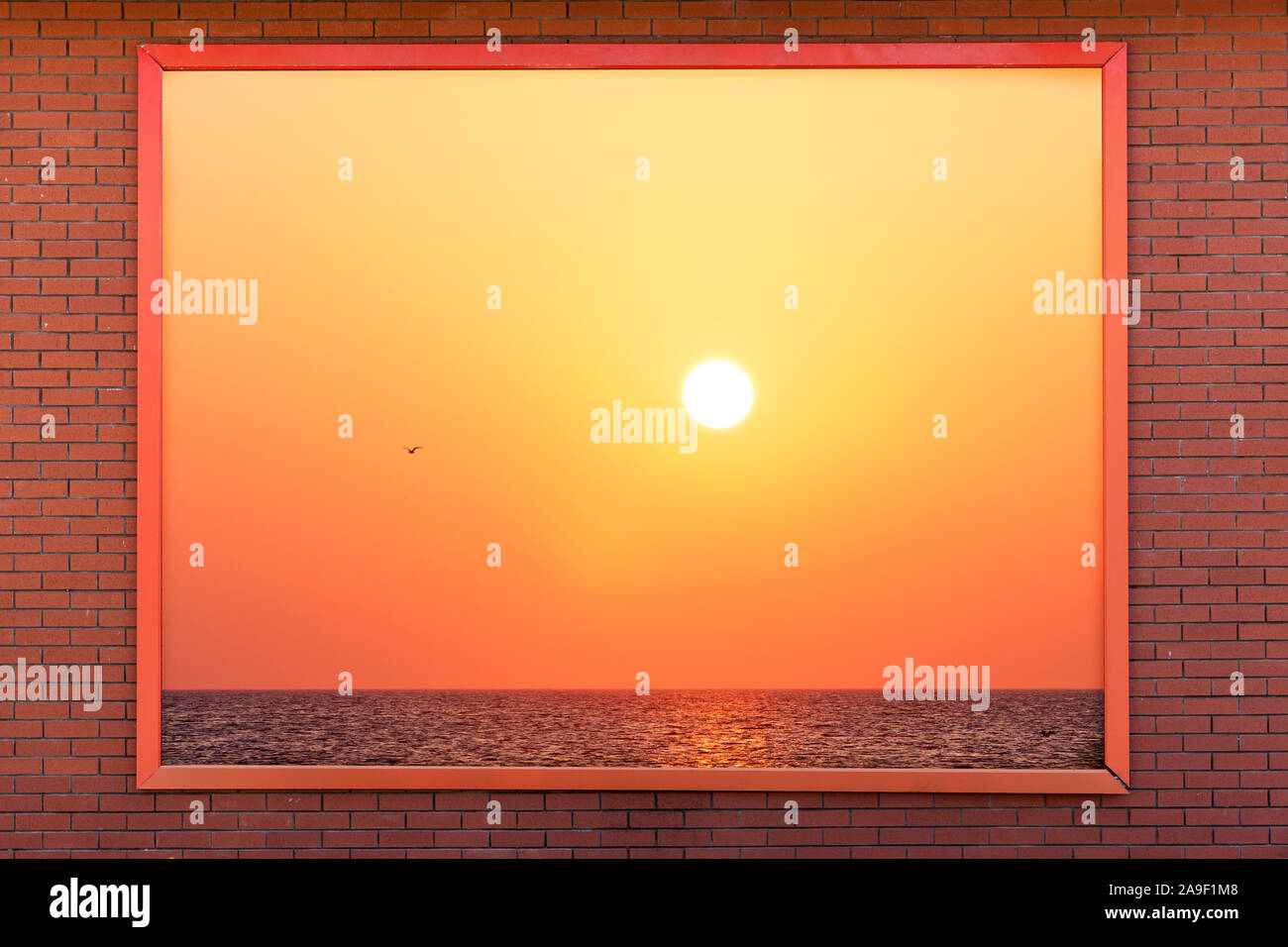 Poster mit Sonnenuntergang Stockfoto