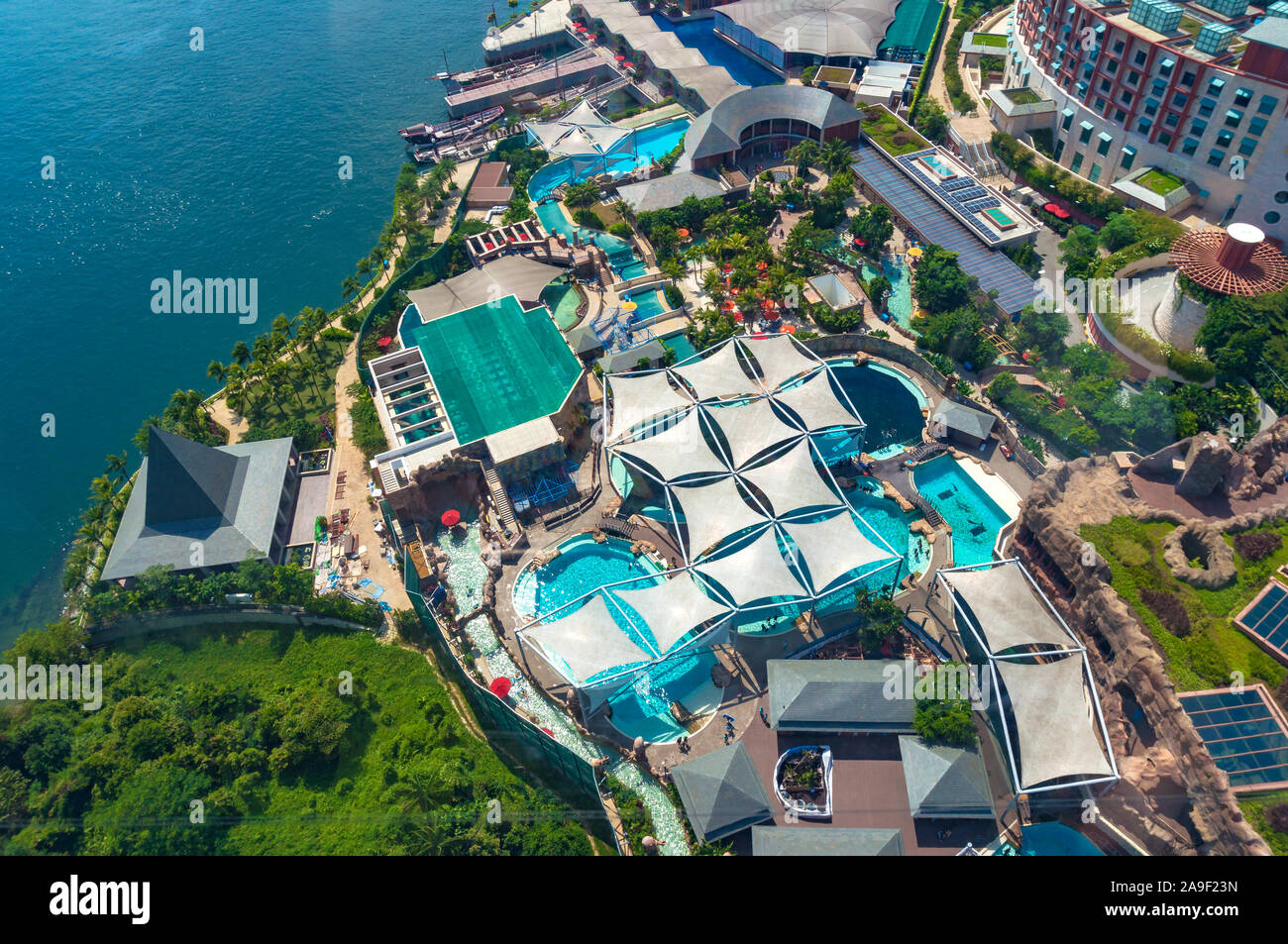 Singapur, Singapur - 24. August 2013: Luftaufnahme von Marine Life Park auf der Insel Sentosa Stockfoto