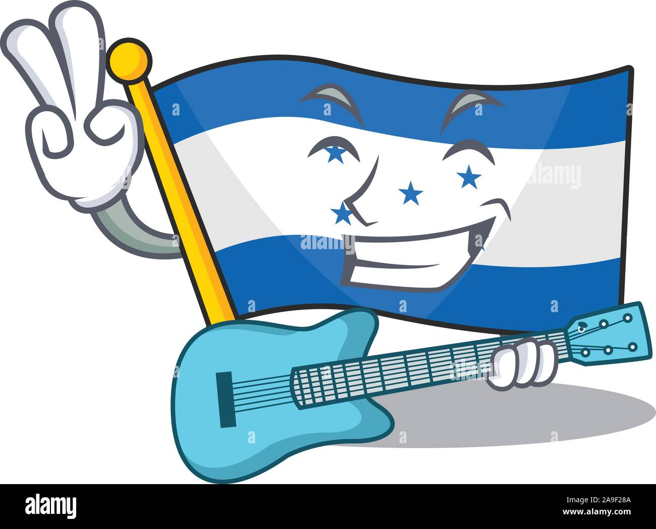 Cartoon Flagge honduras Charakter mit Gitarre isoliert Stock Vektor