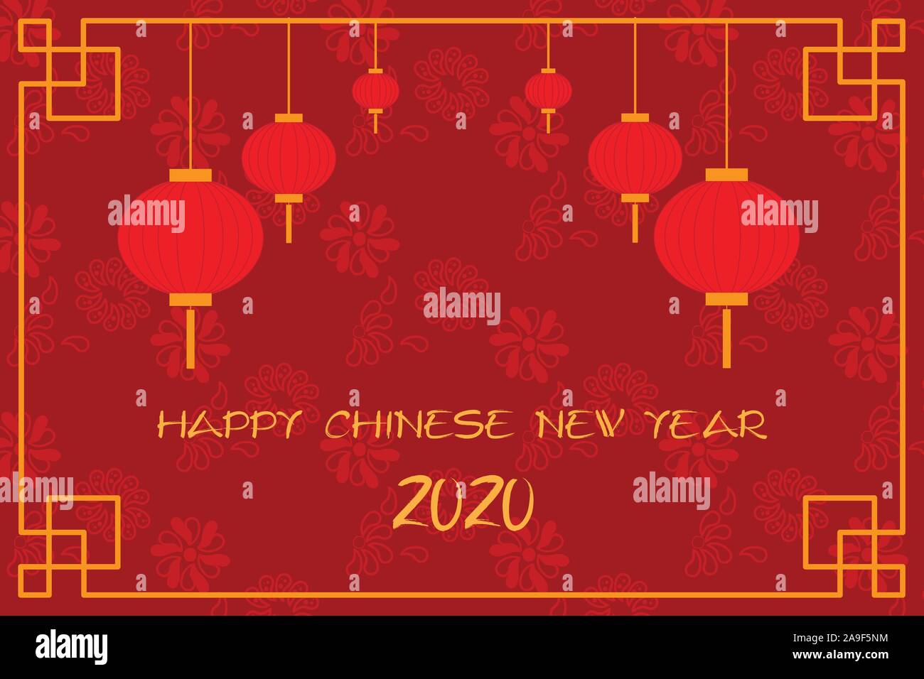 Postkarte mit chinesischen Neujahr Laternen Stock Vektor