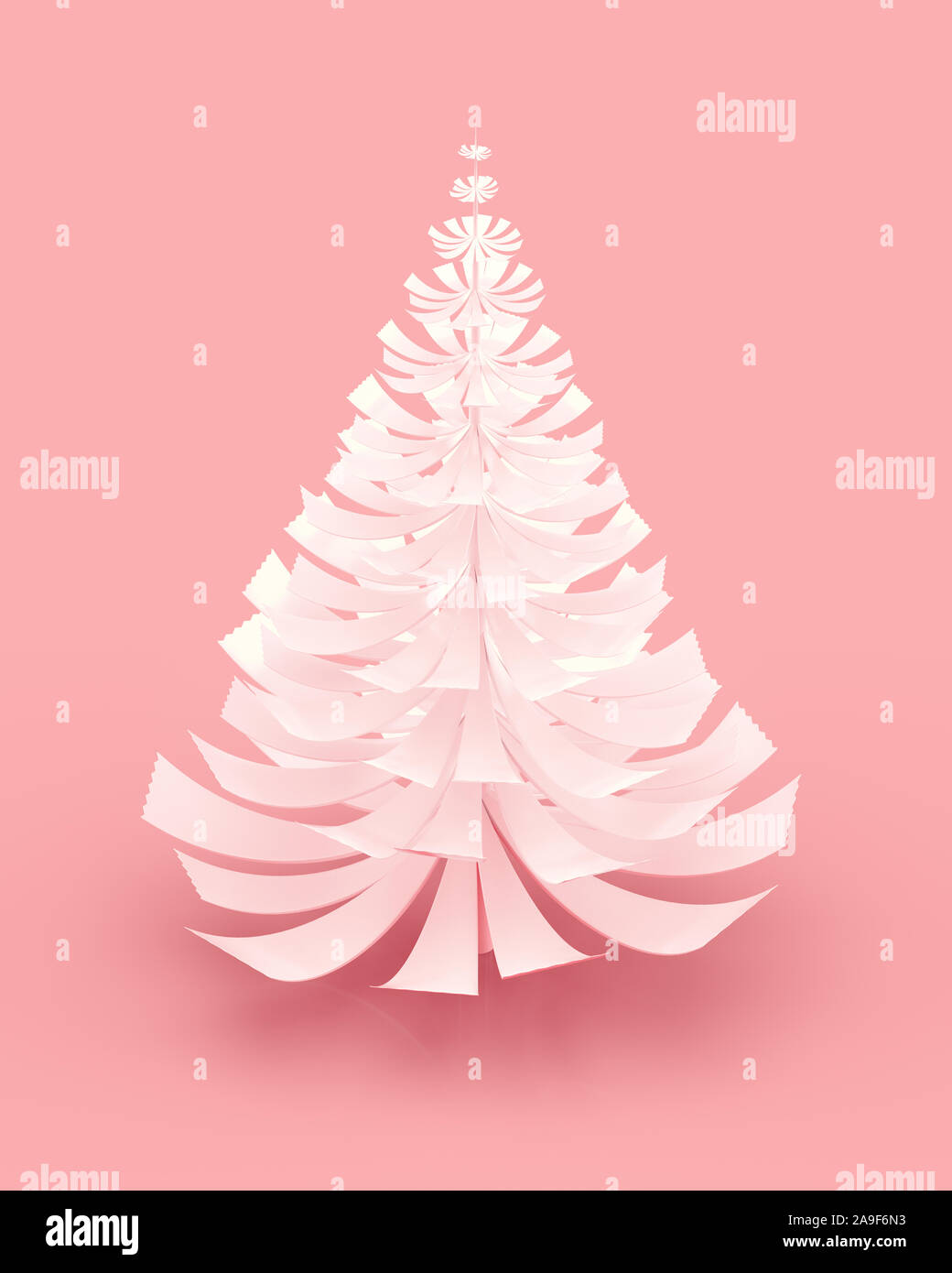 Weißer Weihnachtsbaum für frohe Weihnachten und ein glückliches Neues Jahr Grußkarten gestalten. 3D-Rendering. Stockfoto