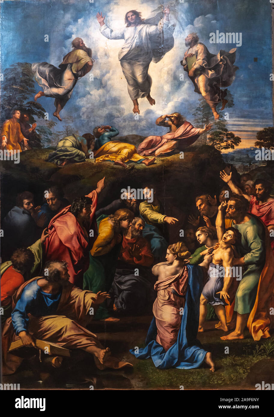 Die Verklärung - das letzte Bild von der italienischen Hochrenaissance master Raffael im Vatikan Museum Stockfoto