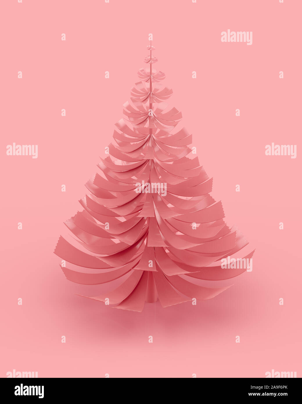 Rosa Weihnachtsbaum für frohe Weihnachten und ein glückliches Neues Jahr Grußkarten gestalten. 3D-Rendering. Stockfoto