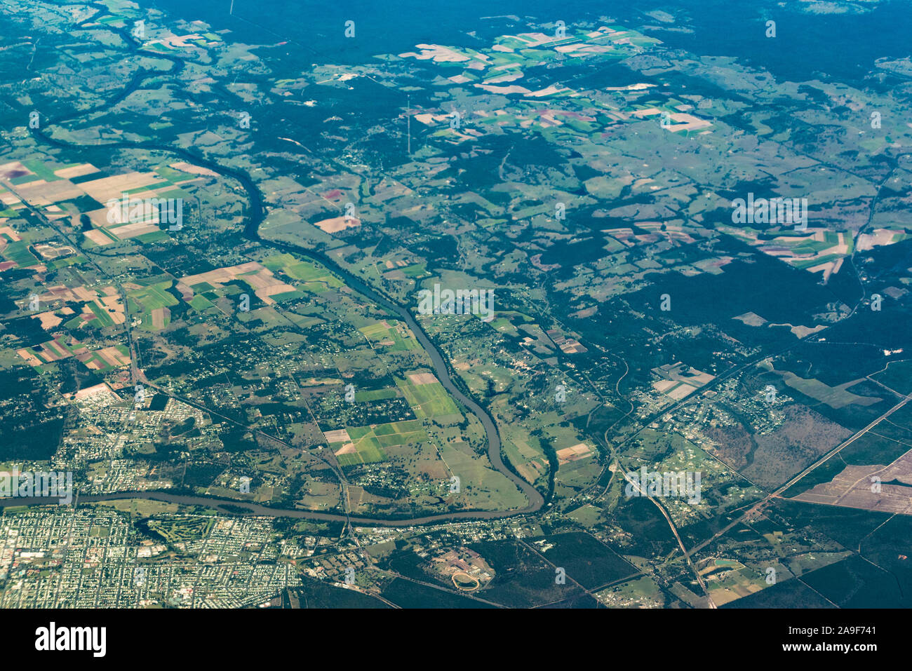 Luftaufnahme von Fraser Coast Region mit Mary River. Queensland, Australien Stockfoto