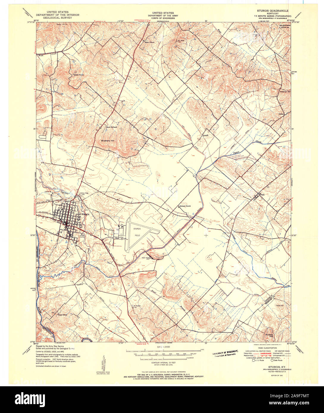 USGS TOPO Karte Kentucky KY Sturgis 1951 24000 709817 Stockfoto