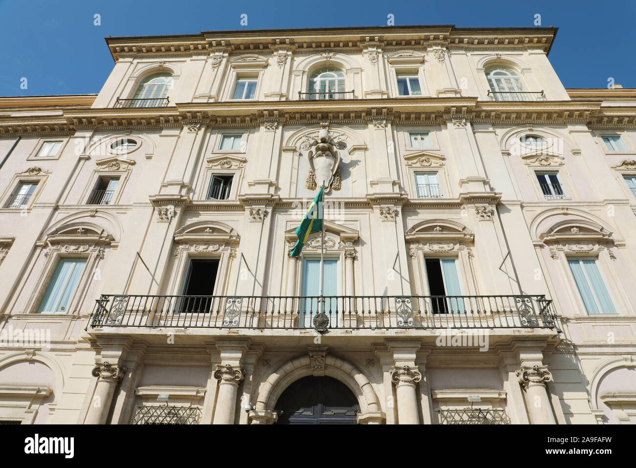 Rom, Italien, 16. SEPTEMBER 2019: Brasilianische Botschaft in Rom auf der Piazza Navona Square, Italien. Stockfoto