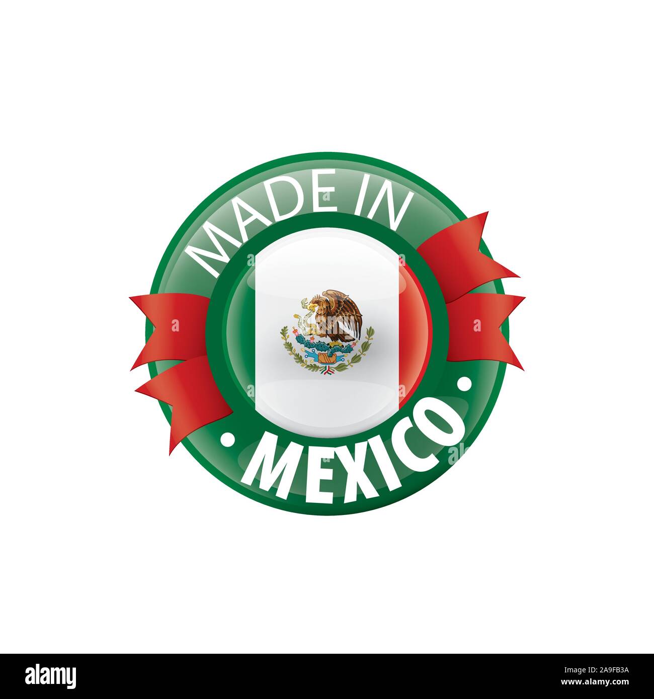 Mexikanische Flagge, Vector Illustration auf weißem Hintergrund Stock Vektor
