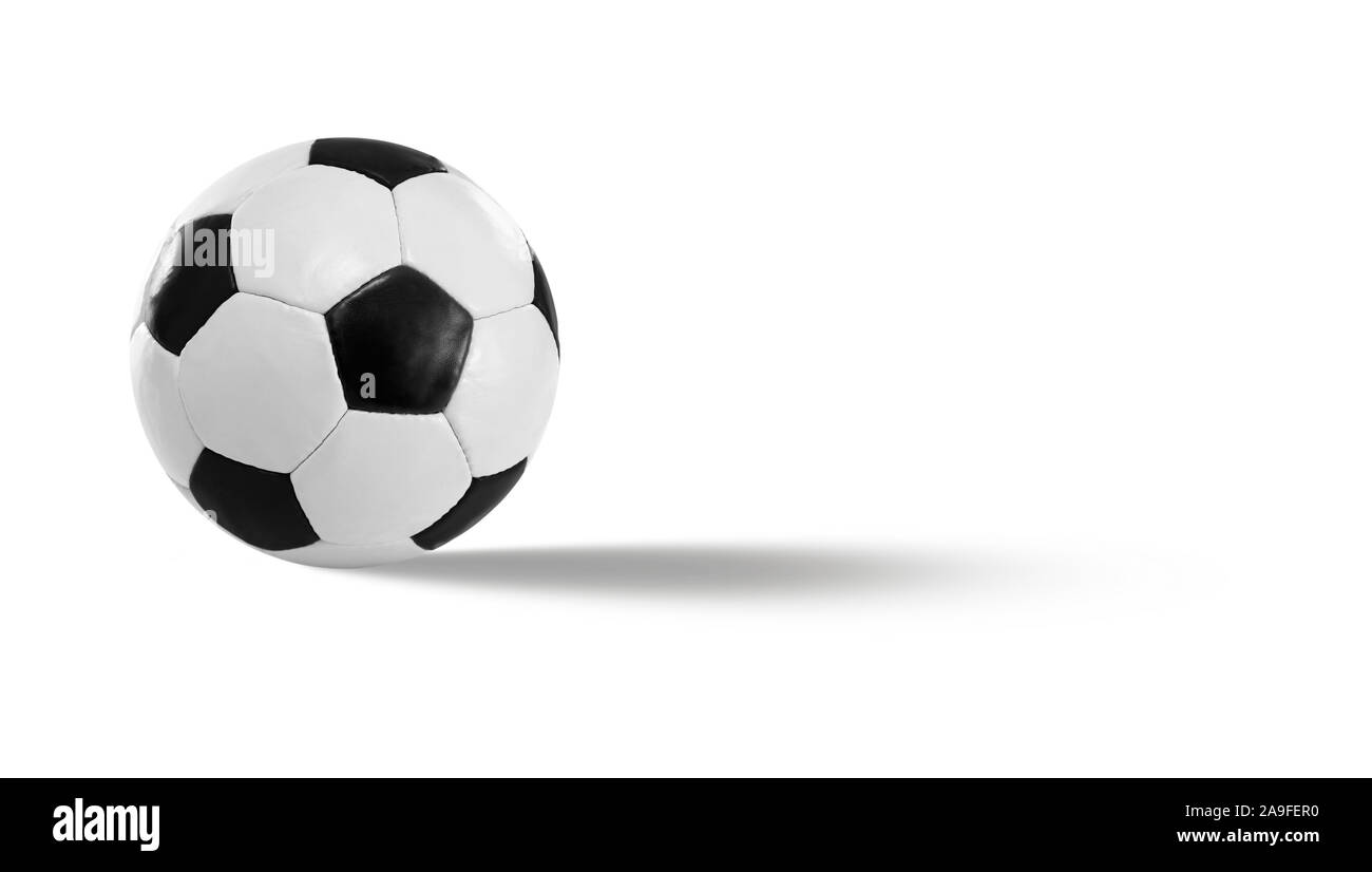 Schwarz Weiß Fußball in Leder Stockfoto