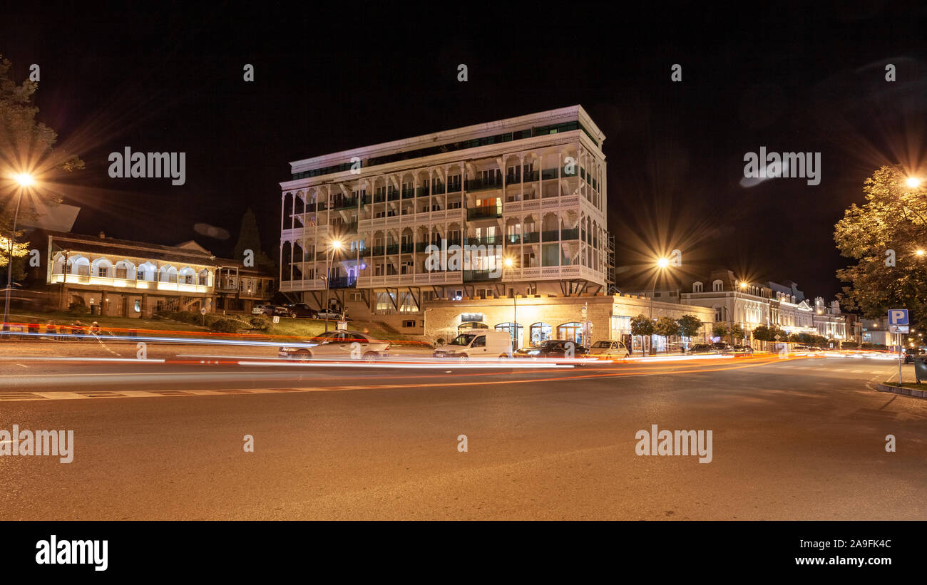 Telavi, Georgien - 07.10.2019: Night View von Telavi. Reisen. Stockfoto