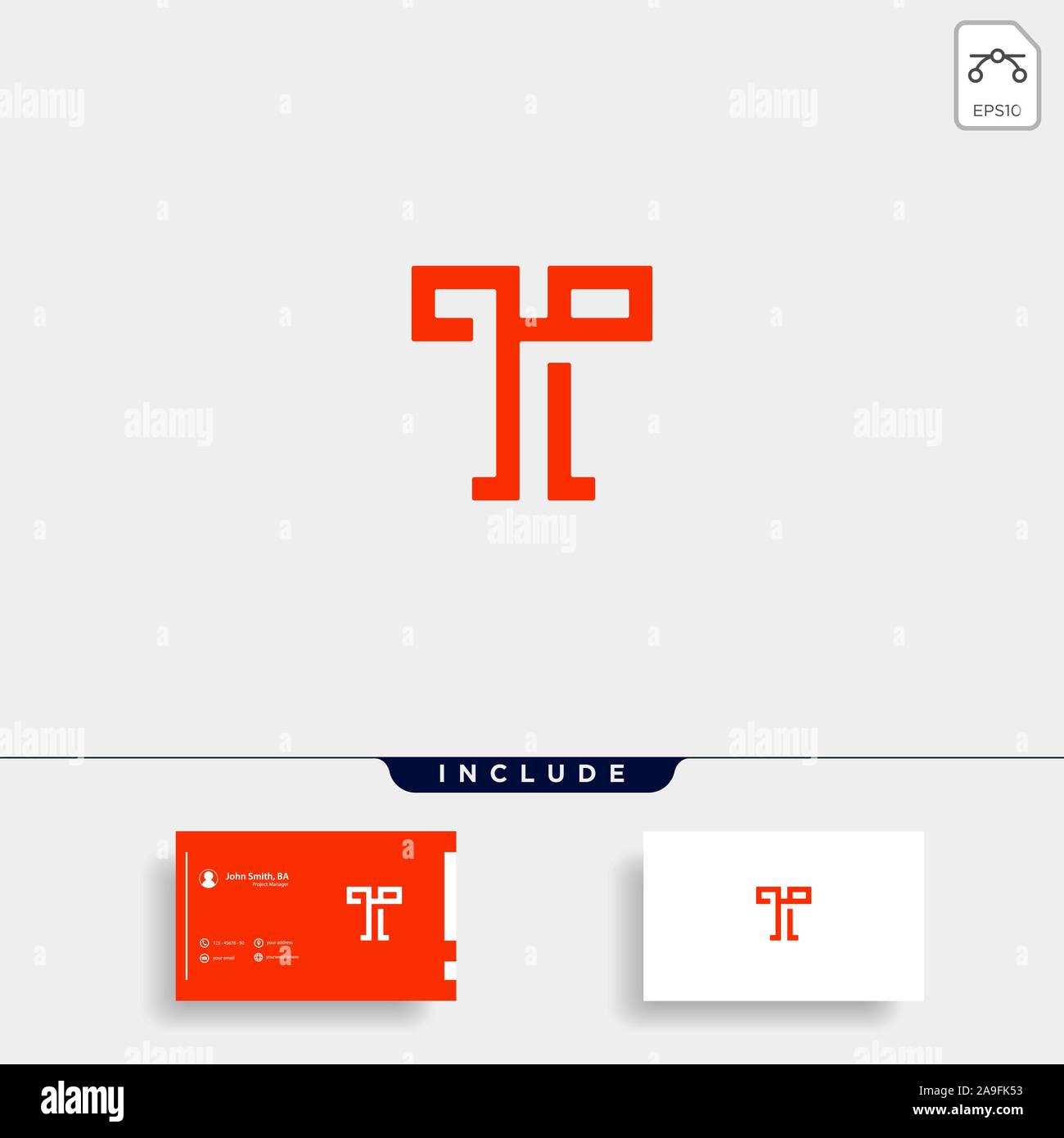 Buchstaben T TT Logo Design einfachen Vektor Stock Vektor