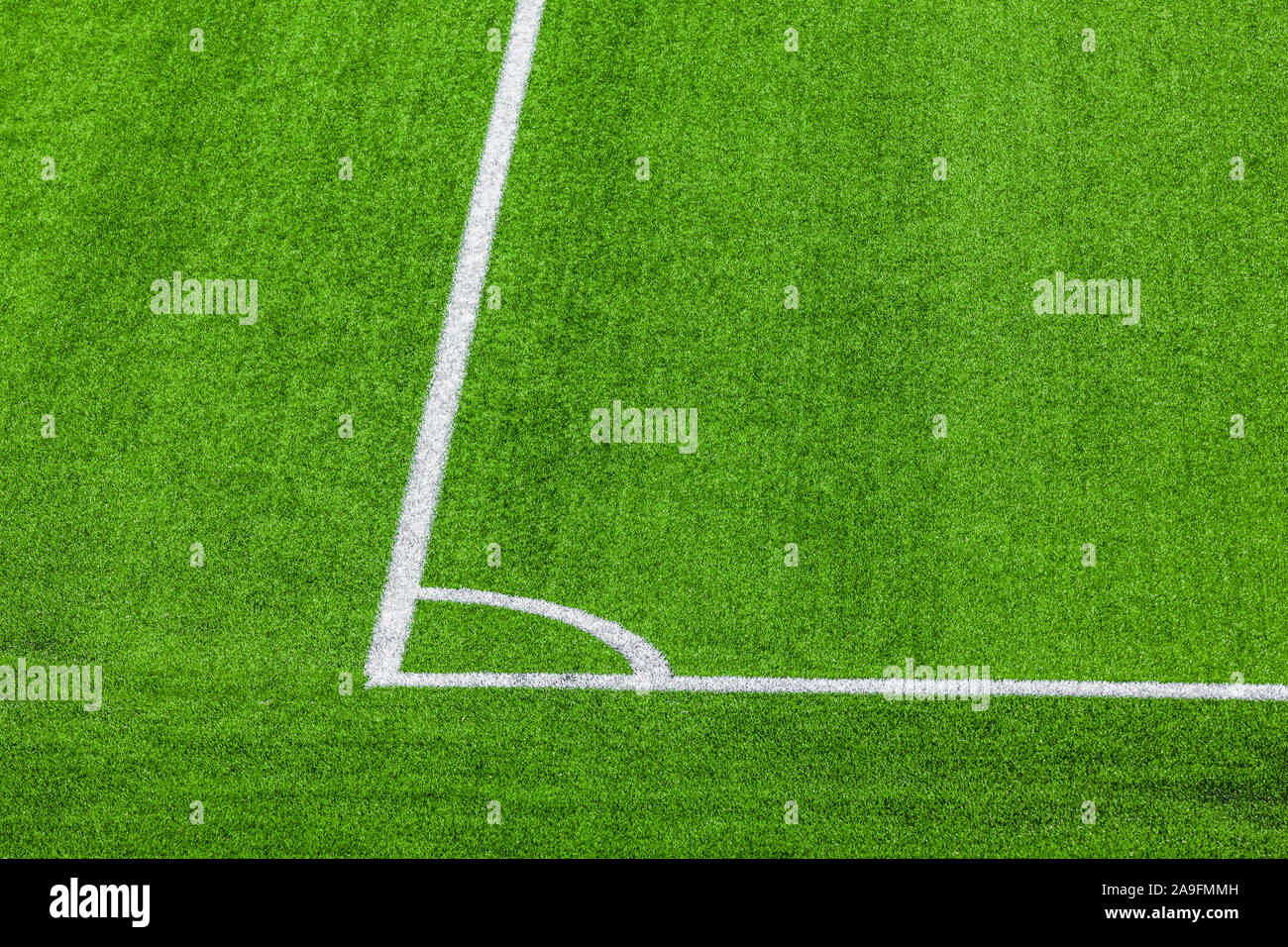 Fußballplatz aus Kunstrasen Stockfoto