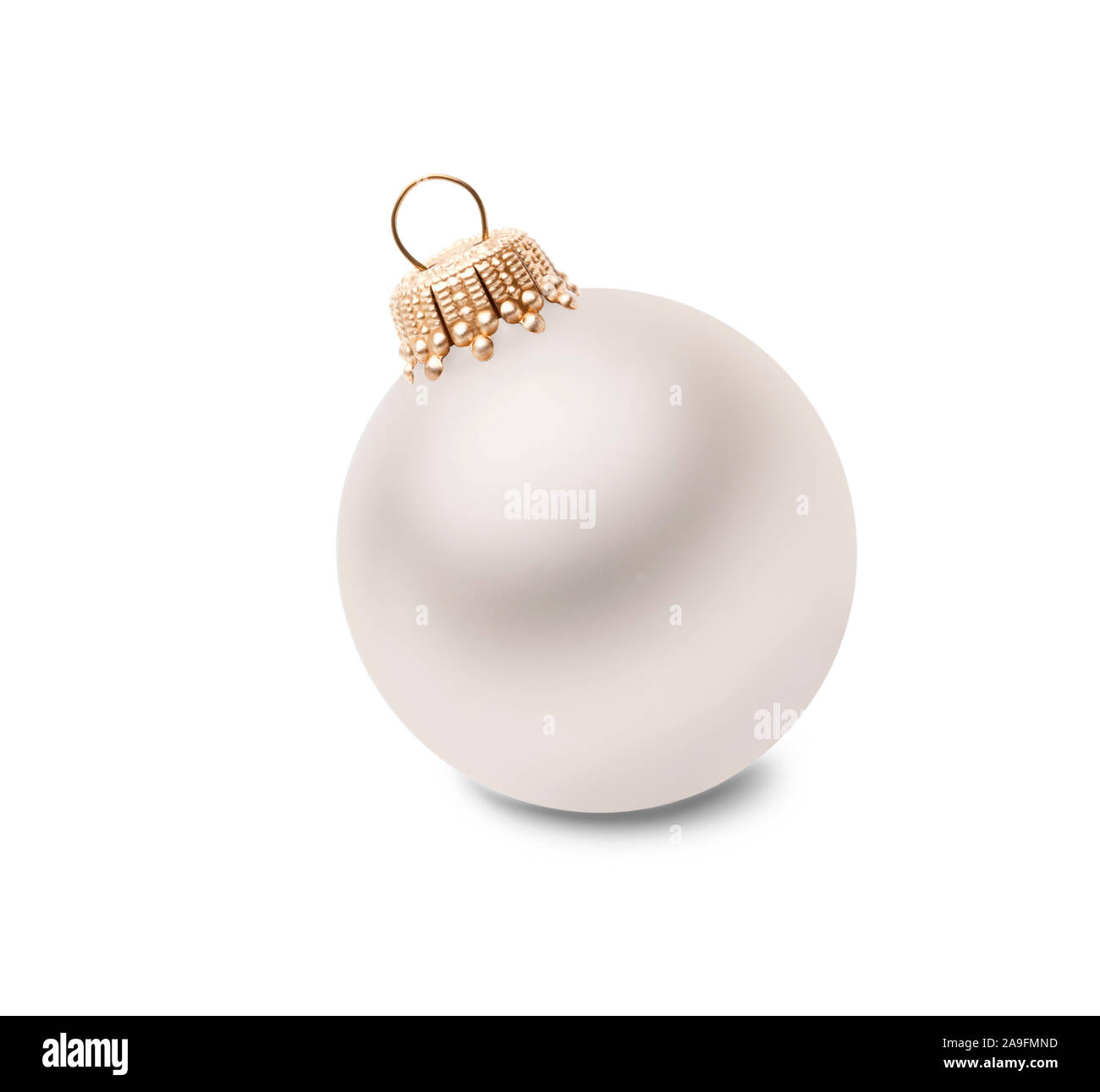 Weiß-golden christmas Ball auf weißem Hintergrund Stockfoto
