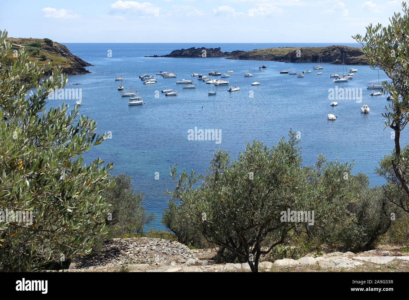 Blick auf die Bucht von Portlligat in Cadaques, Spanien Stockfoto