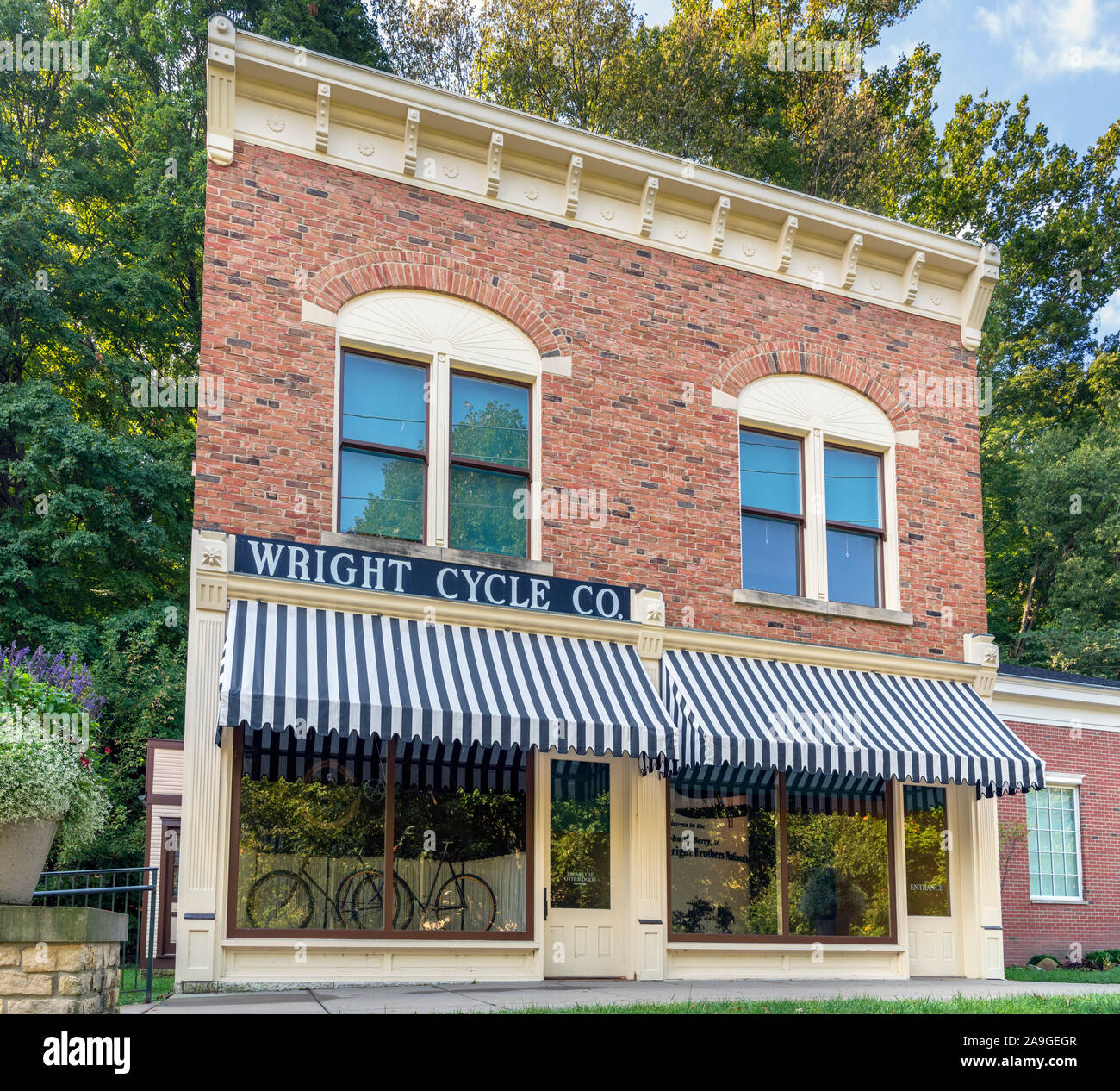 Brüder Wright Cycle shop, Wright Brothers National Museum, Carillon Historical Park, Dayton Aviation Heritage National Historical Park, Dayton, OH. Stockfoto