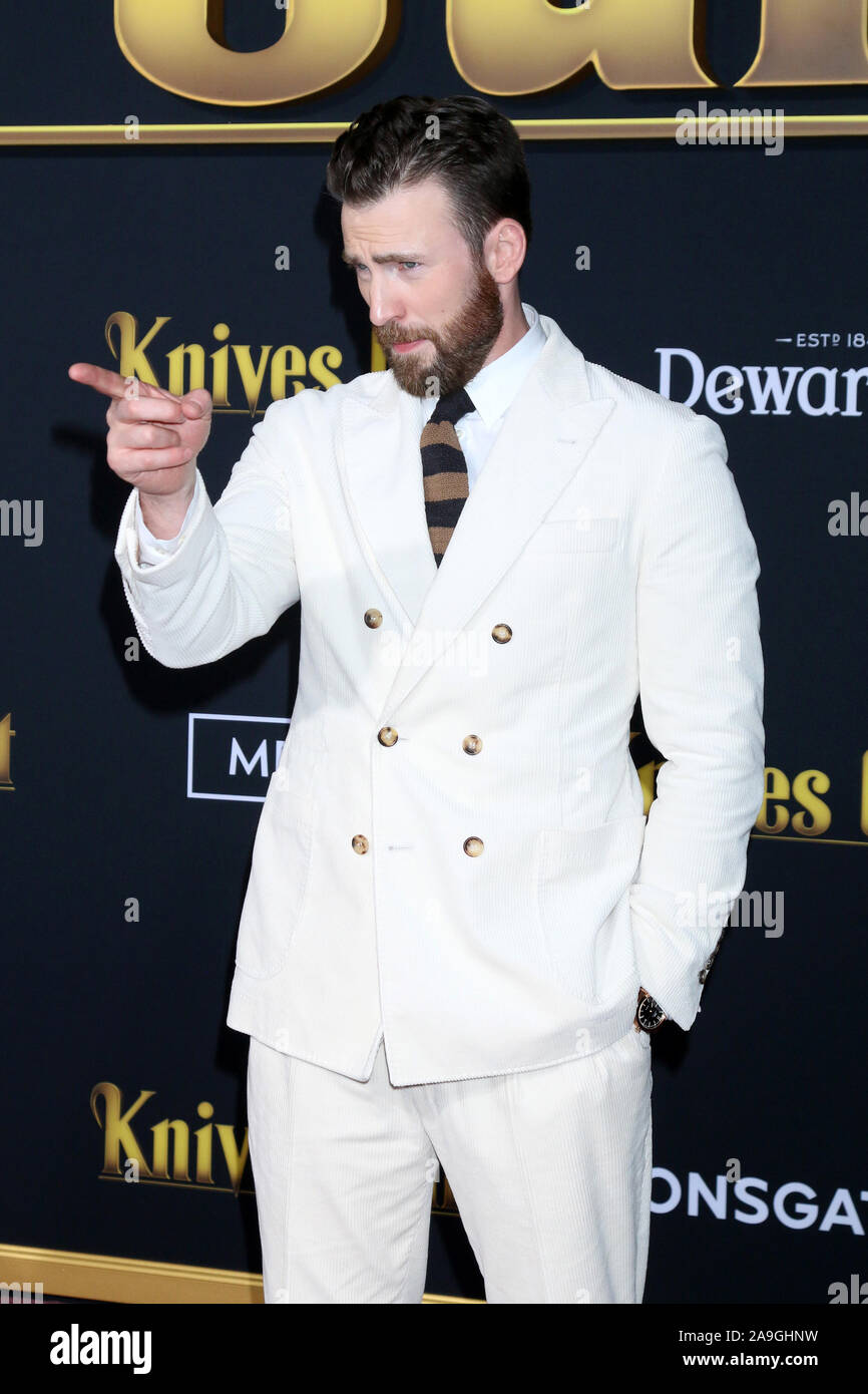 November 14, 2019, Westwood, CA, USA: LOS ANGELES - Nov 14: Chris Evans an der '' Messer Aus'' Premiere im Village Theatre am 14. November 2019 in Westwood, CA (Credit Bild: © Kay Blake/ZUMA Draht) Stockfoto