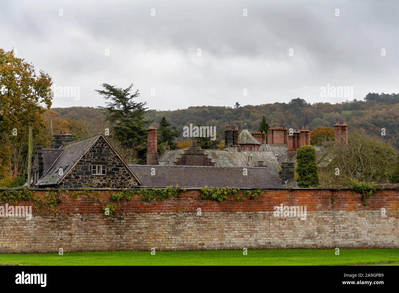 Die Gebäude von Caer Rhun Hall Hotel von Caerhun Farm, Tyn-Y-Gros, Conwy Stockfoto