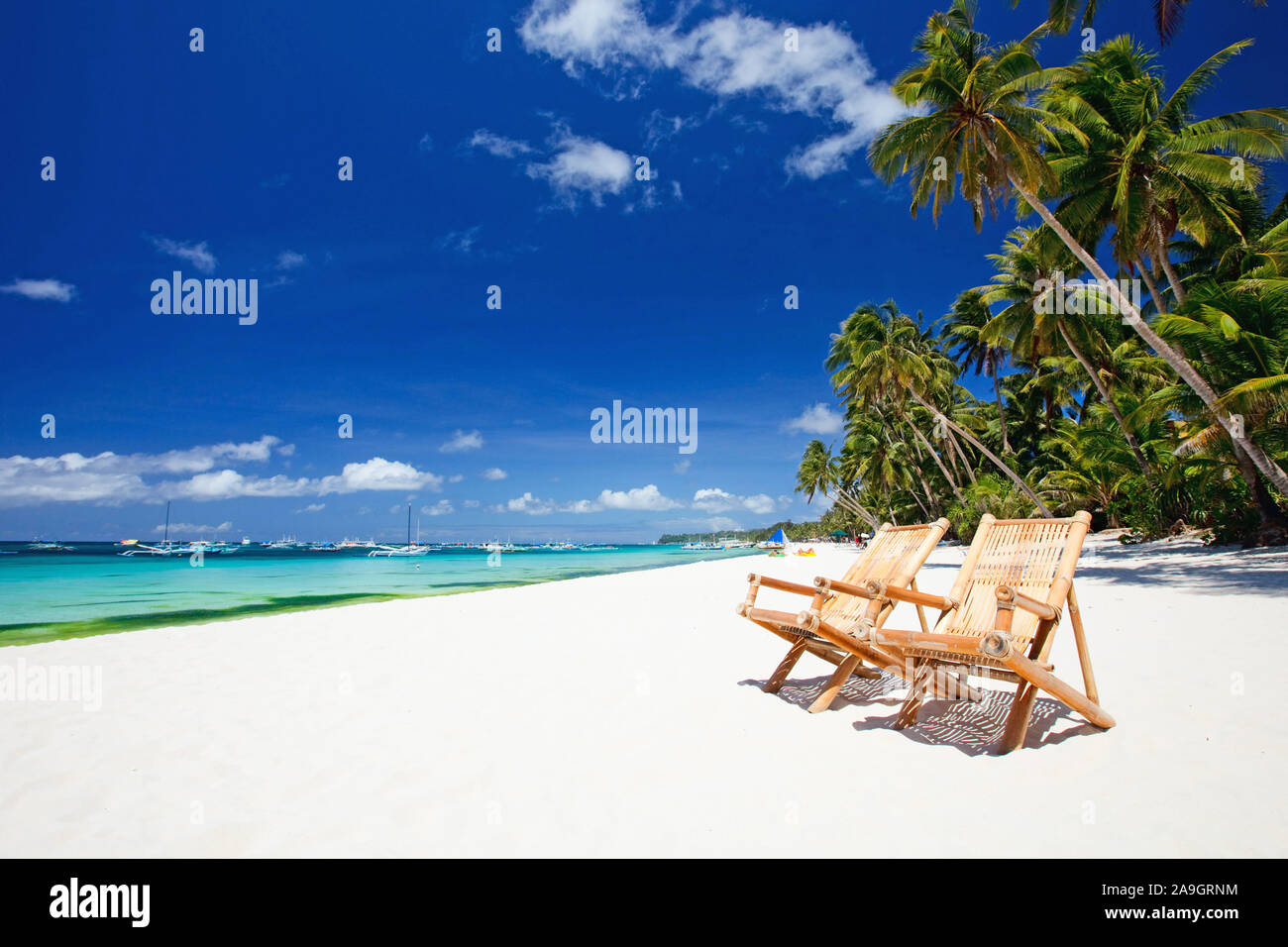 Boracay, Phillippinen, Insel, Strand, Palmen, Stockfoto