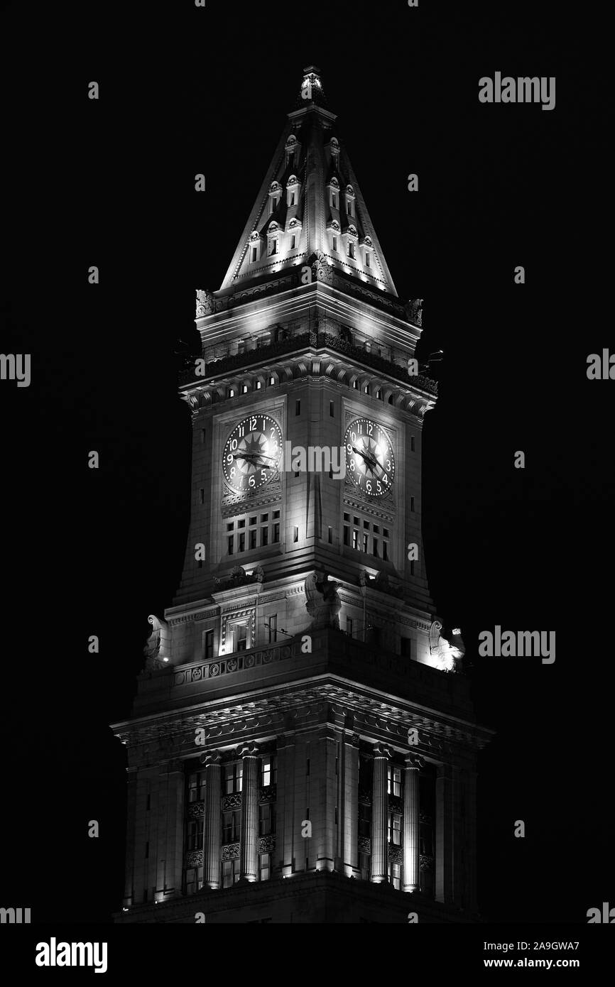 Boston, Massachusetts/USA - 4/14/2017: Custom House Clock Tower Stockfoto