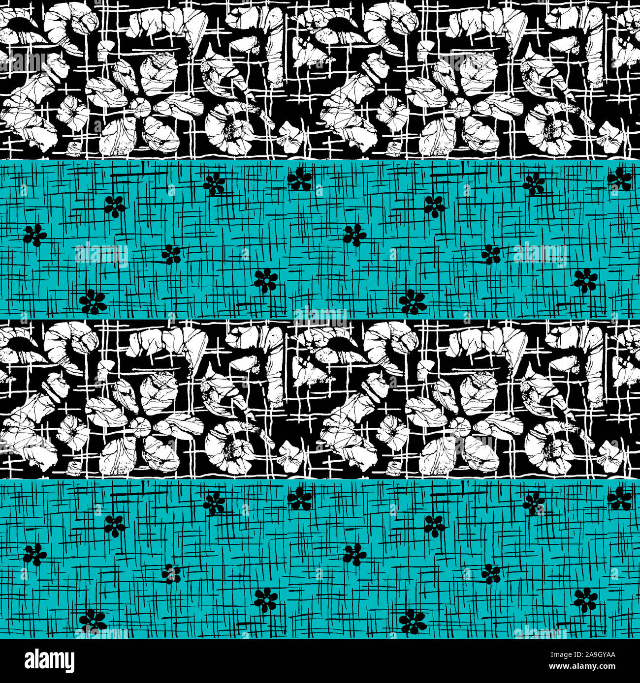 Nahtlose Floral schwarzer Rand mit 31/439 Hintergrund Stockfoto
