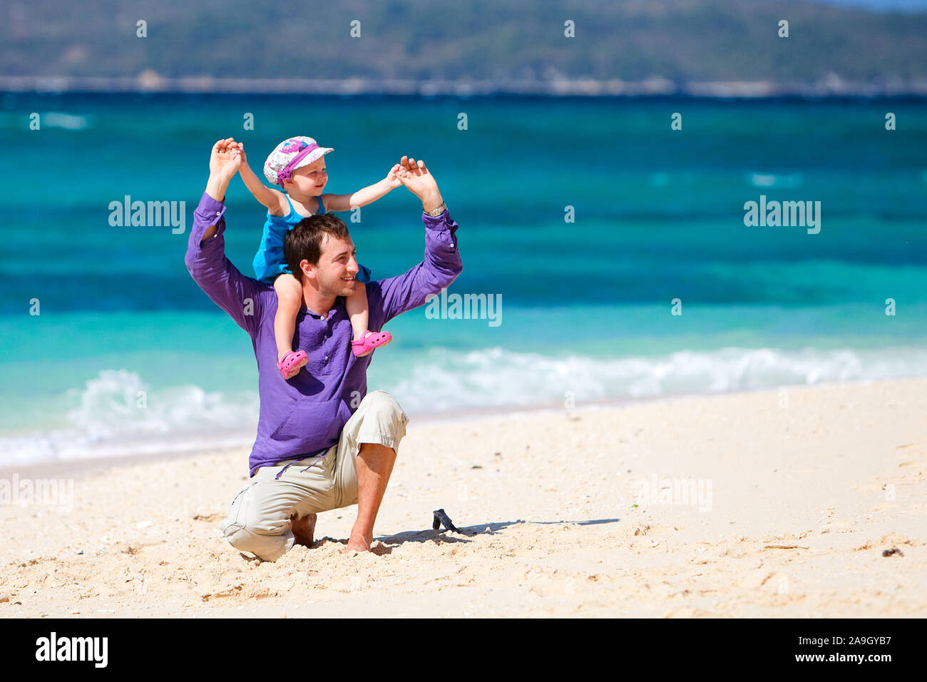 Boracay, Phillippinen, Insel, Familie am Strand Stockfoto