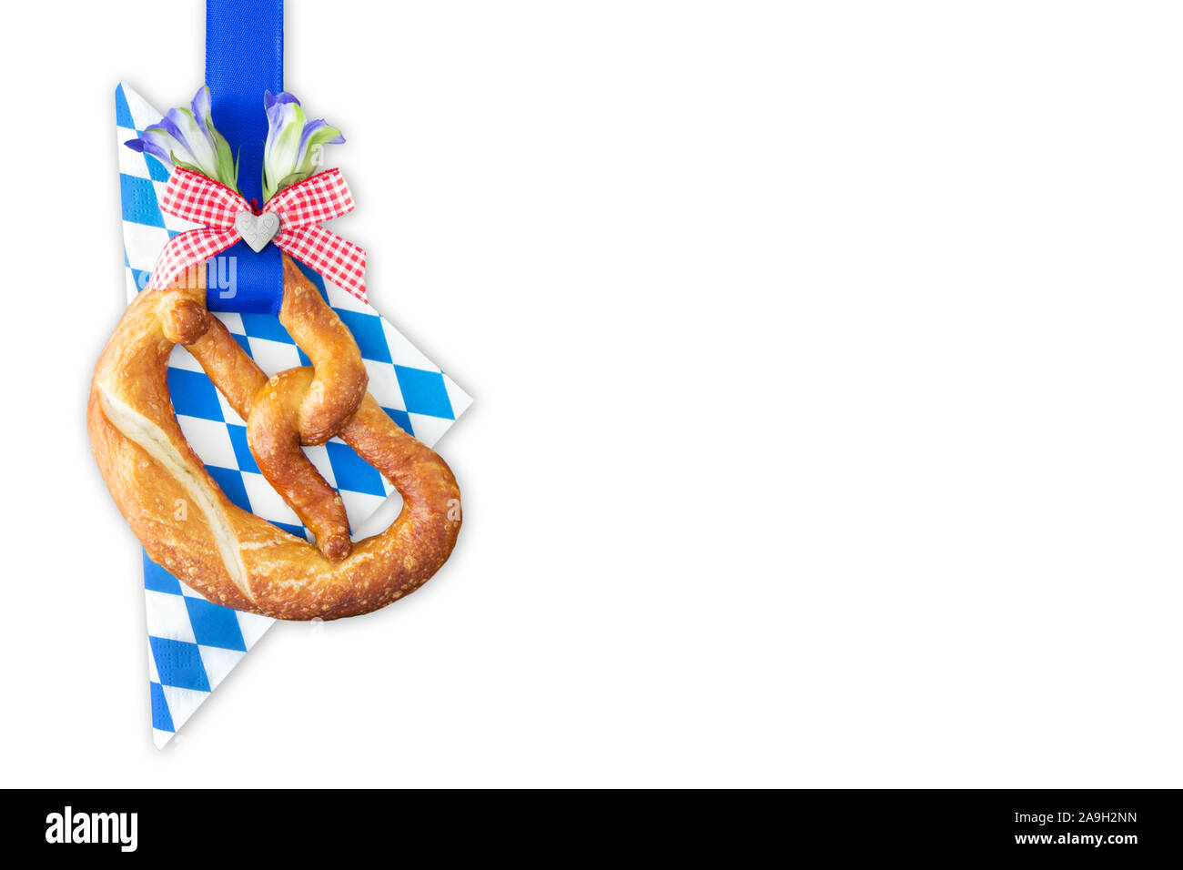 Deutsche Brezel und Bayerische Hintergrund Stockfoto