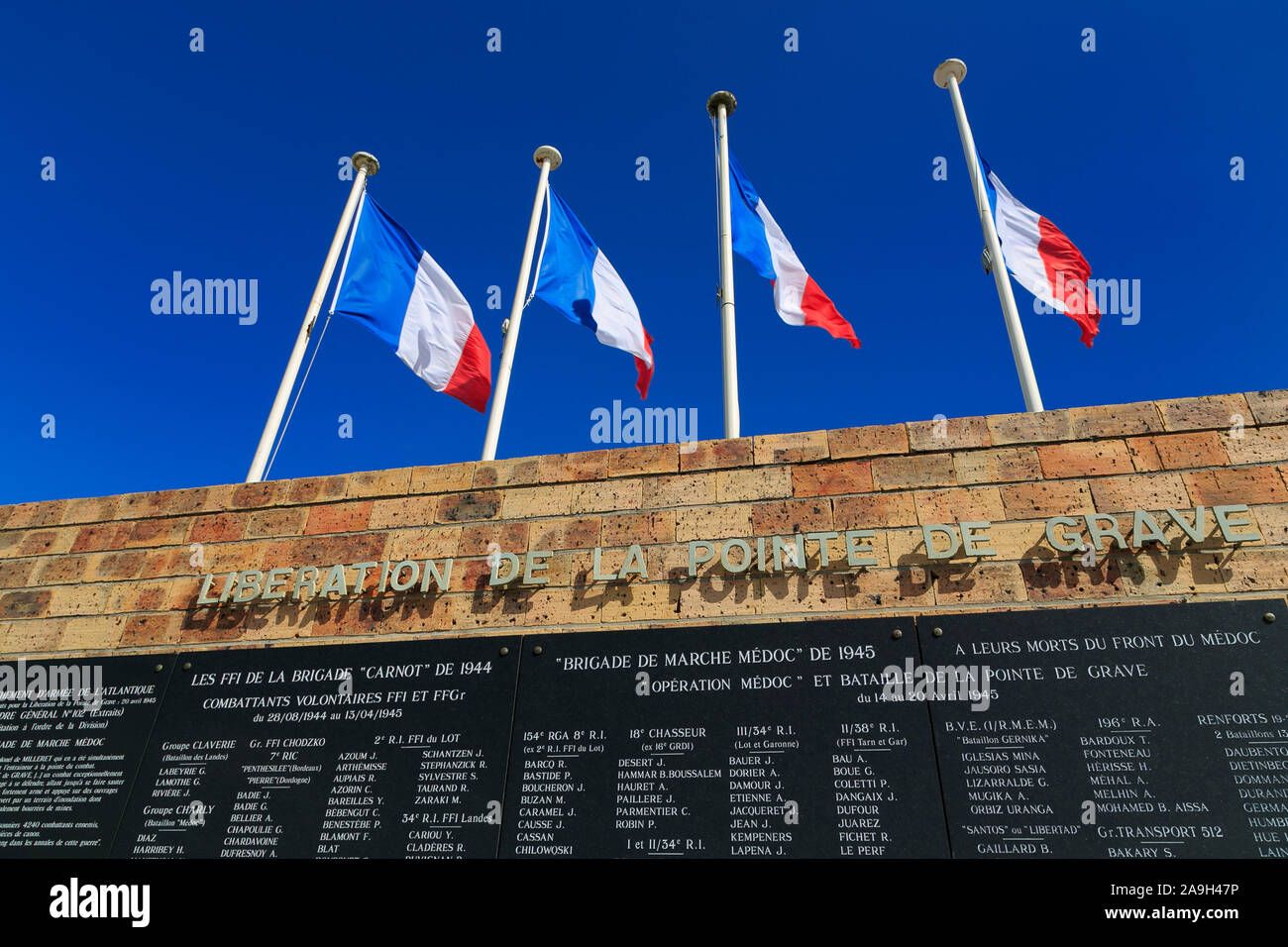 Befreiung der Point De Grave Denkmal, Soulac-sur-Mer, Medoc Atlantique, Frankreich Stockfoto