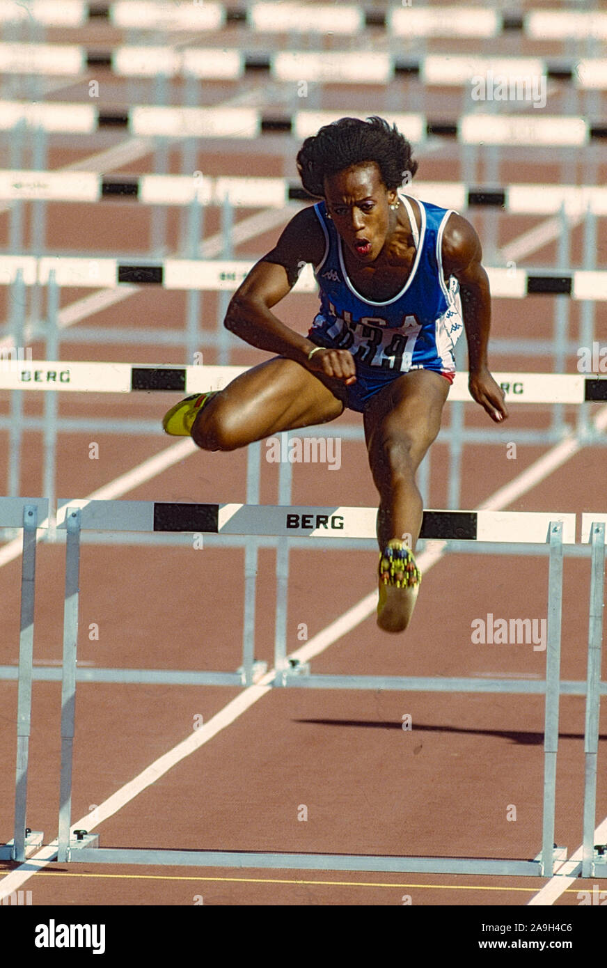 Jackie Joyner Kersee (USA) im Wettbewerb bei den Weltmeisterschaften 1987 in der Leichtathletik Stockfoto