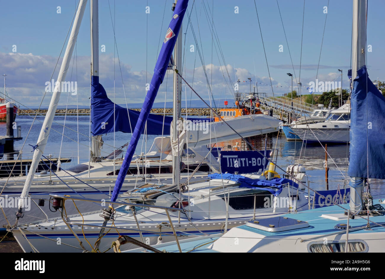 Yachten in der Marina auf der Girvan, South Ayrshire, Schottland. Stockfoto