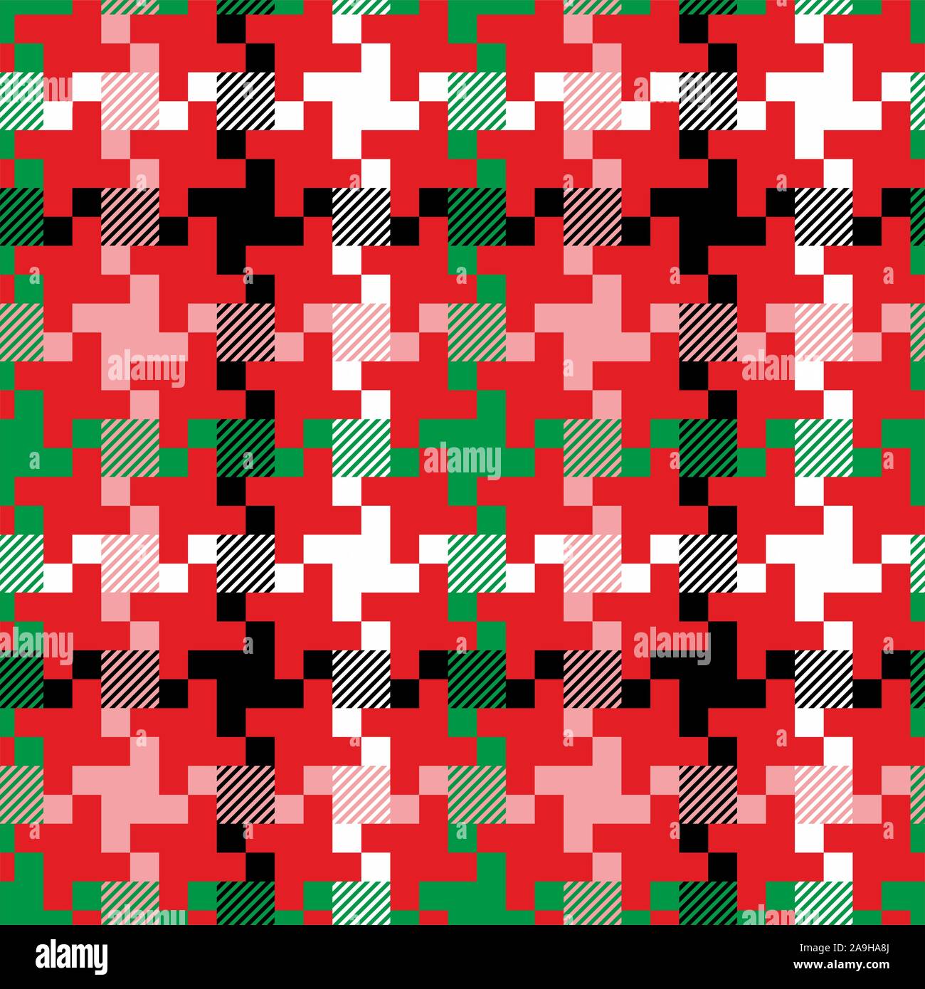 Weihnachten Muster mit geometrischen Formen. Grün, Rot und Schwarz nahtlose Hintergrund. - Vektor Stock Vektor