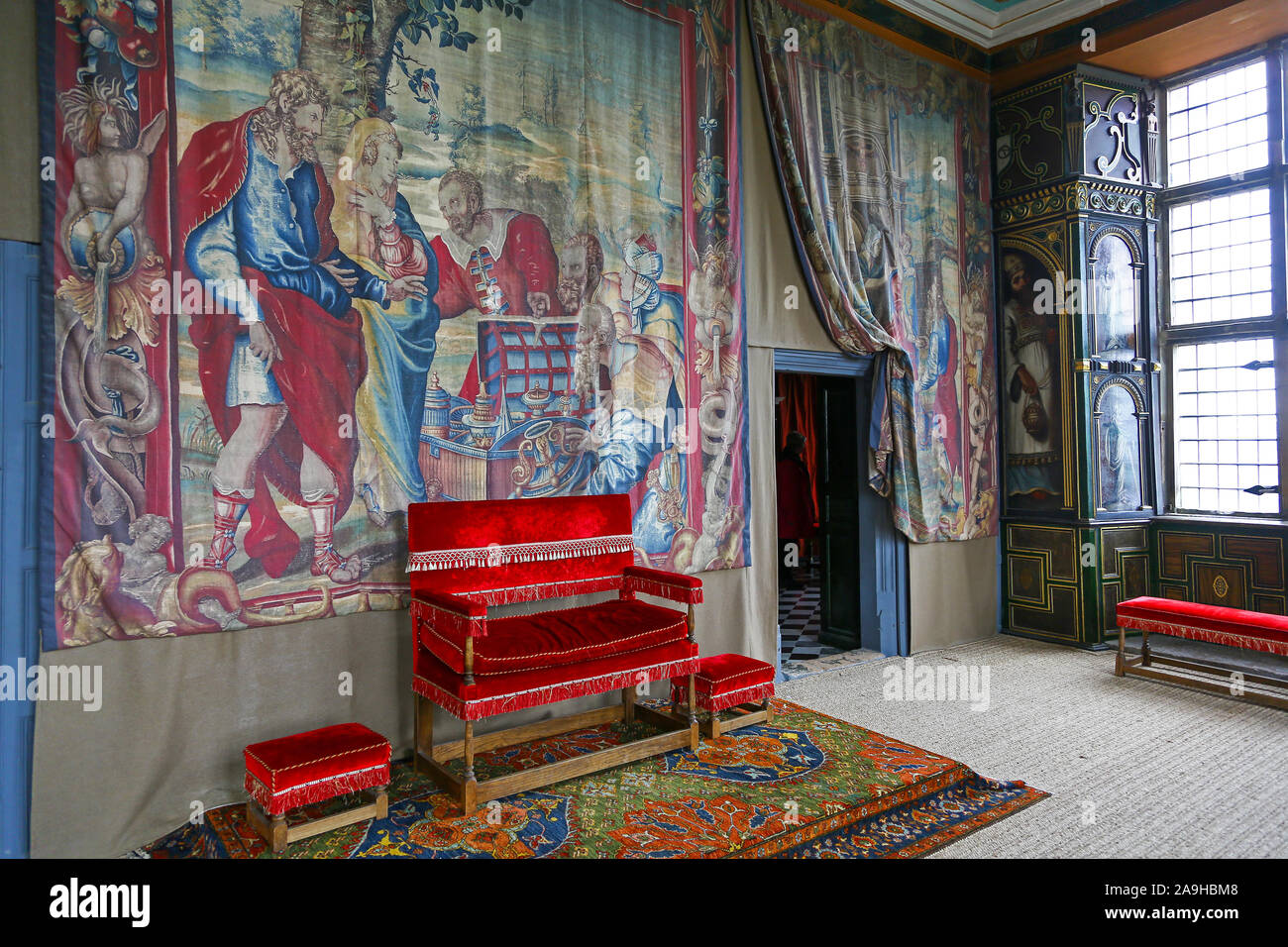 Im Inneren der Sterne Kammer an der Kleinen Burg in Bolsover Castle, Derbyshire, England, Großbritannien Stockfoto