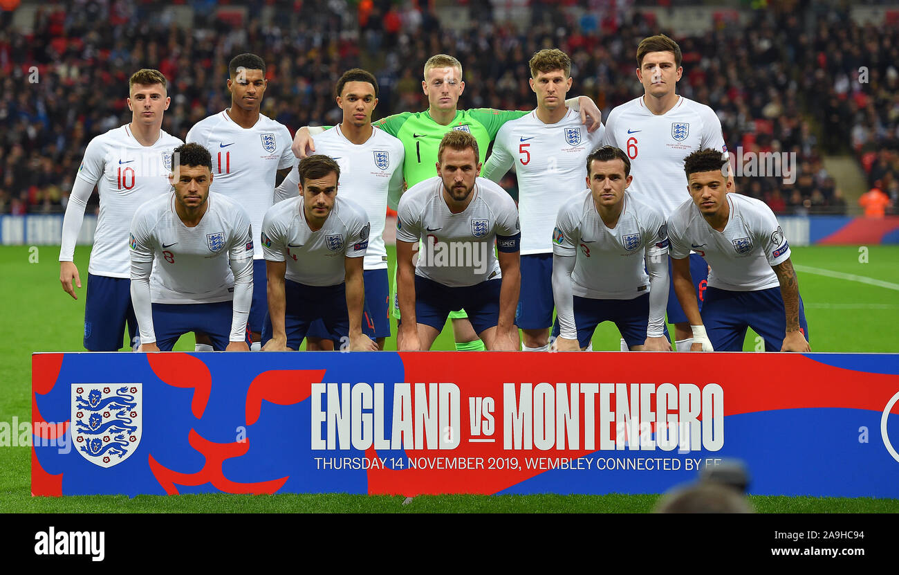 Maurer, Marcus Rashford, Trent Alexander Arnold, Jordanien Pickford, John Steine, Harry Maguire (hintere Reihe) (vordere Reihe) Jadon Sancho, Harry Winks, Harry Kane Credit: Allstar Bildarchiv/Alamy leben Nachrichten Stockfoto