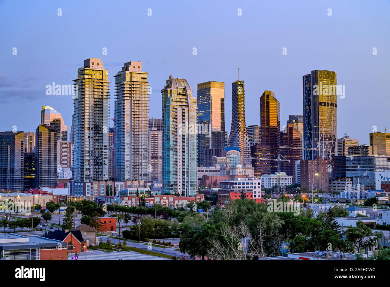 Stadtzentrum, Skyline, Calgary, Alberta, Kanada Stockfoto