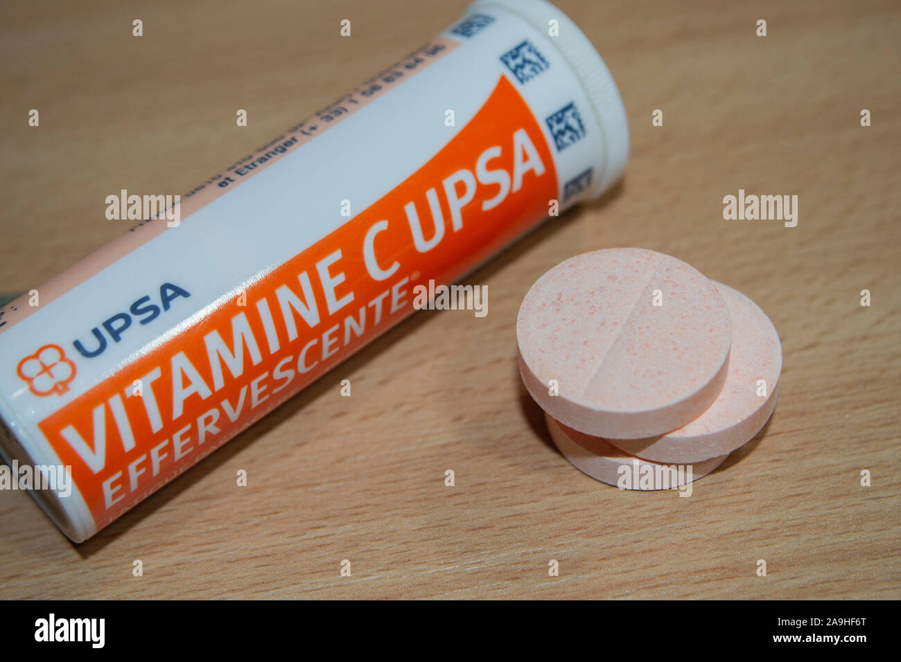 Vitamin C, Upsa Brausetabletten Stockfoto