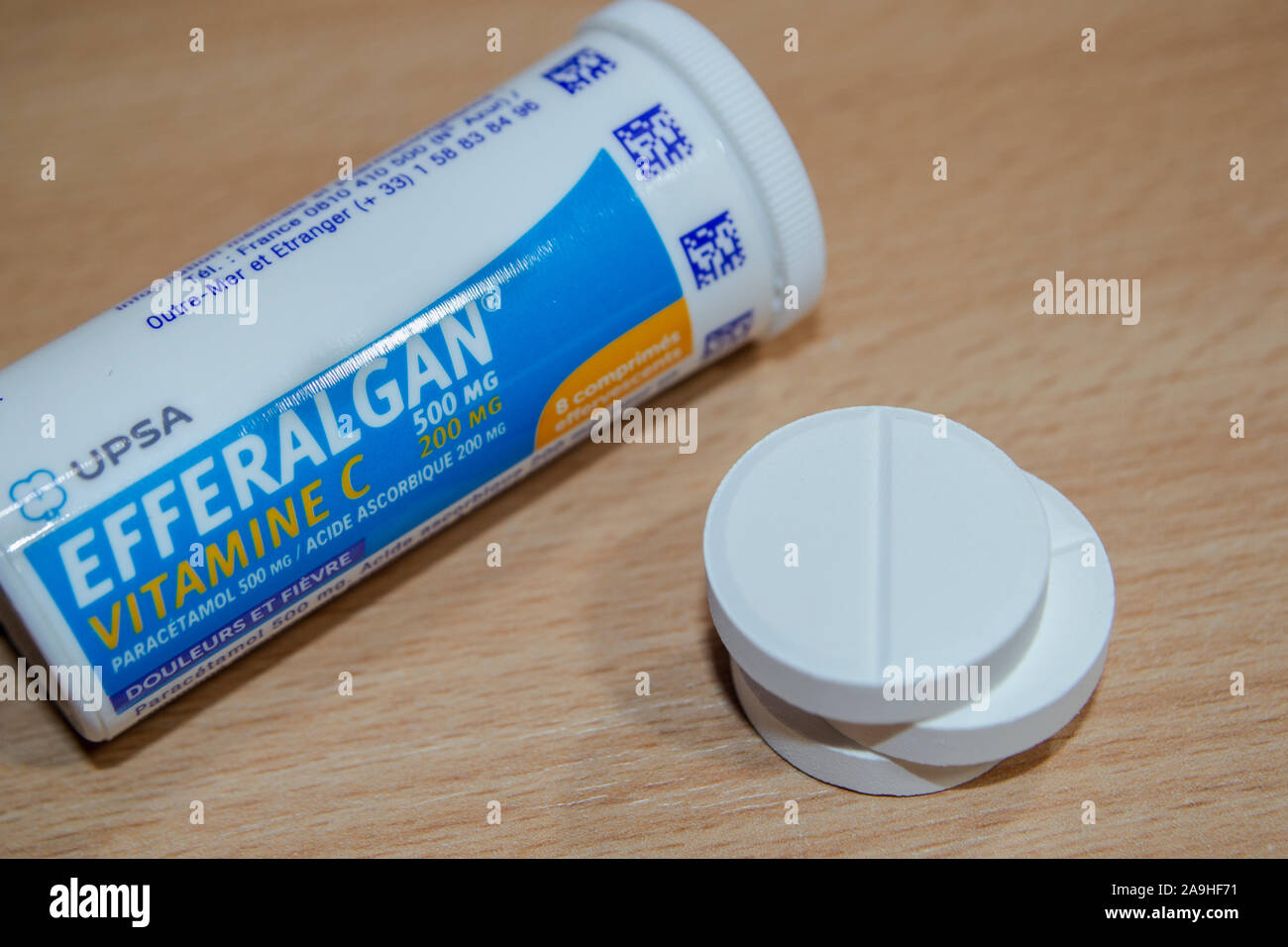 Efferalgan, Paracetamol mit Vitamin C, Upsa Brausetabletten Stockfoto