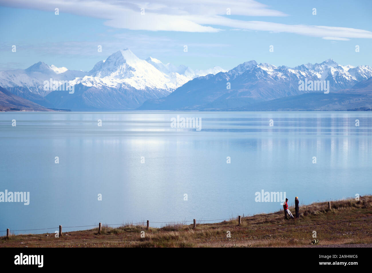 Mount Cook und Lake Pukaki Neuseeland Stockfoto