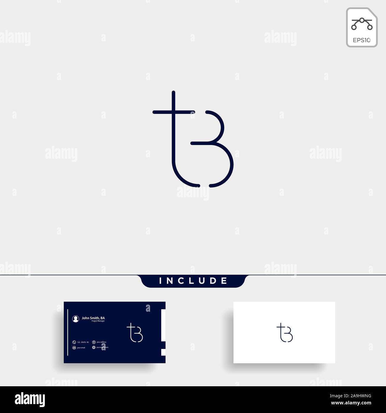 Schreiben TB BT T B Logo Design einfachen Vektor Stock Vektor