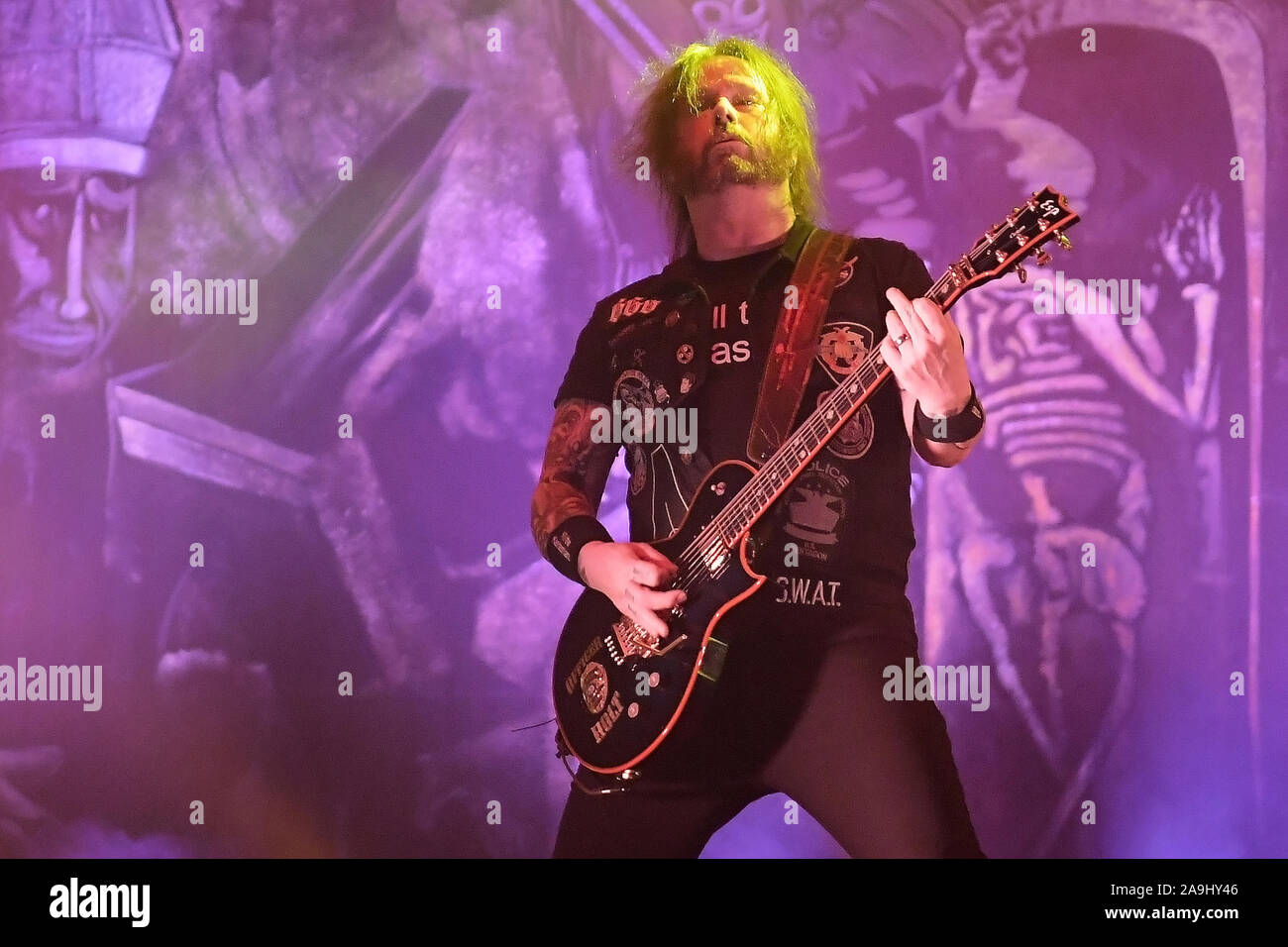 Rio de Janeiro, Brasilien, am 4. Oktober 2019. Gitarrist Gary Holt der Thrash Metal Band Slayer bei Rock in Rio 2019 Konzert in Rio de Janeiro. Stockfoto